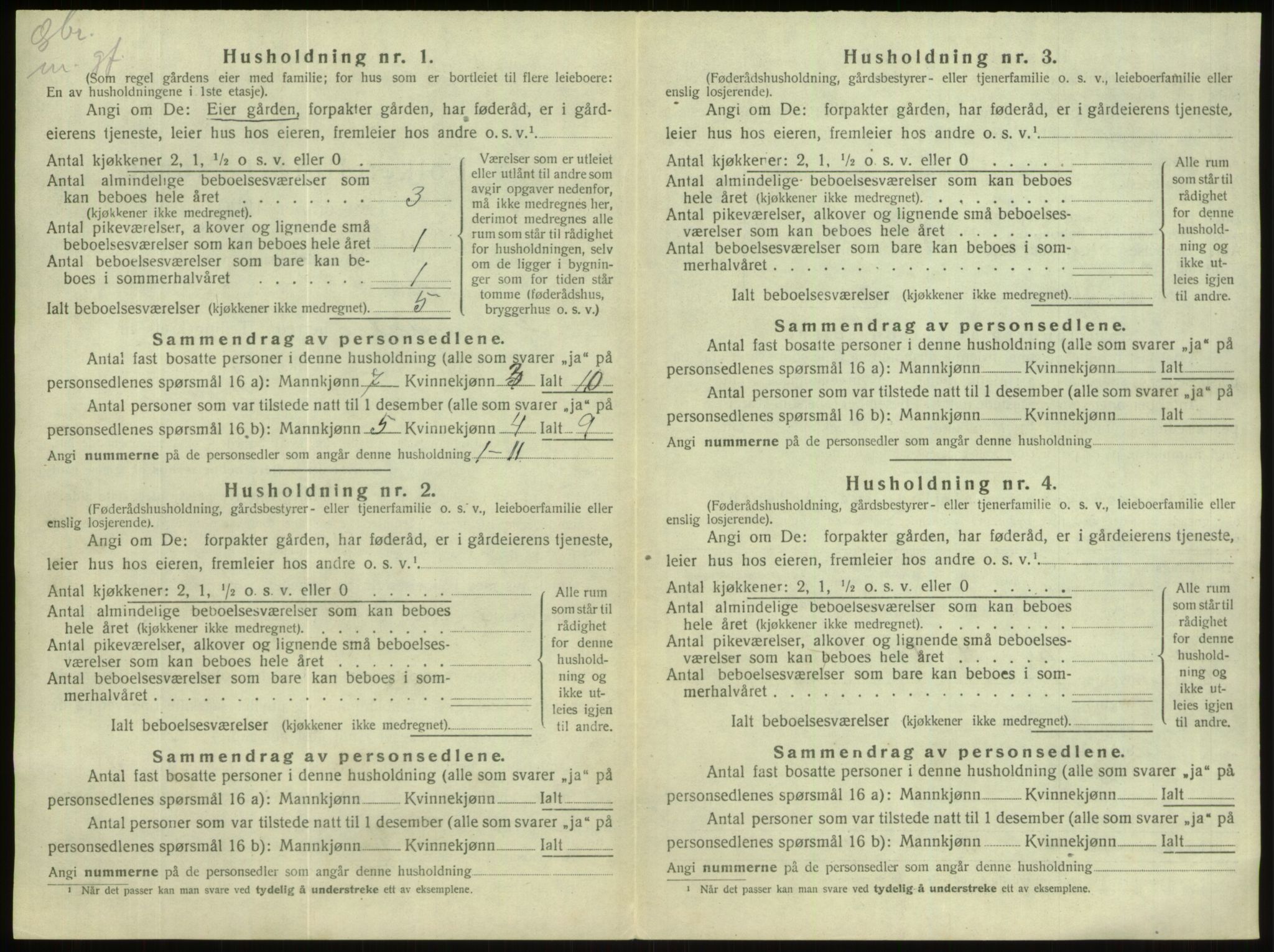 SAB, 1920 census for Hornindal, 1920, p. 500