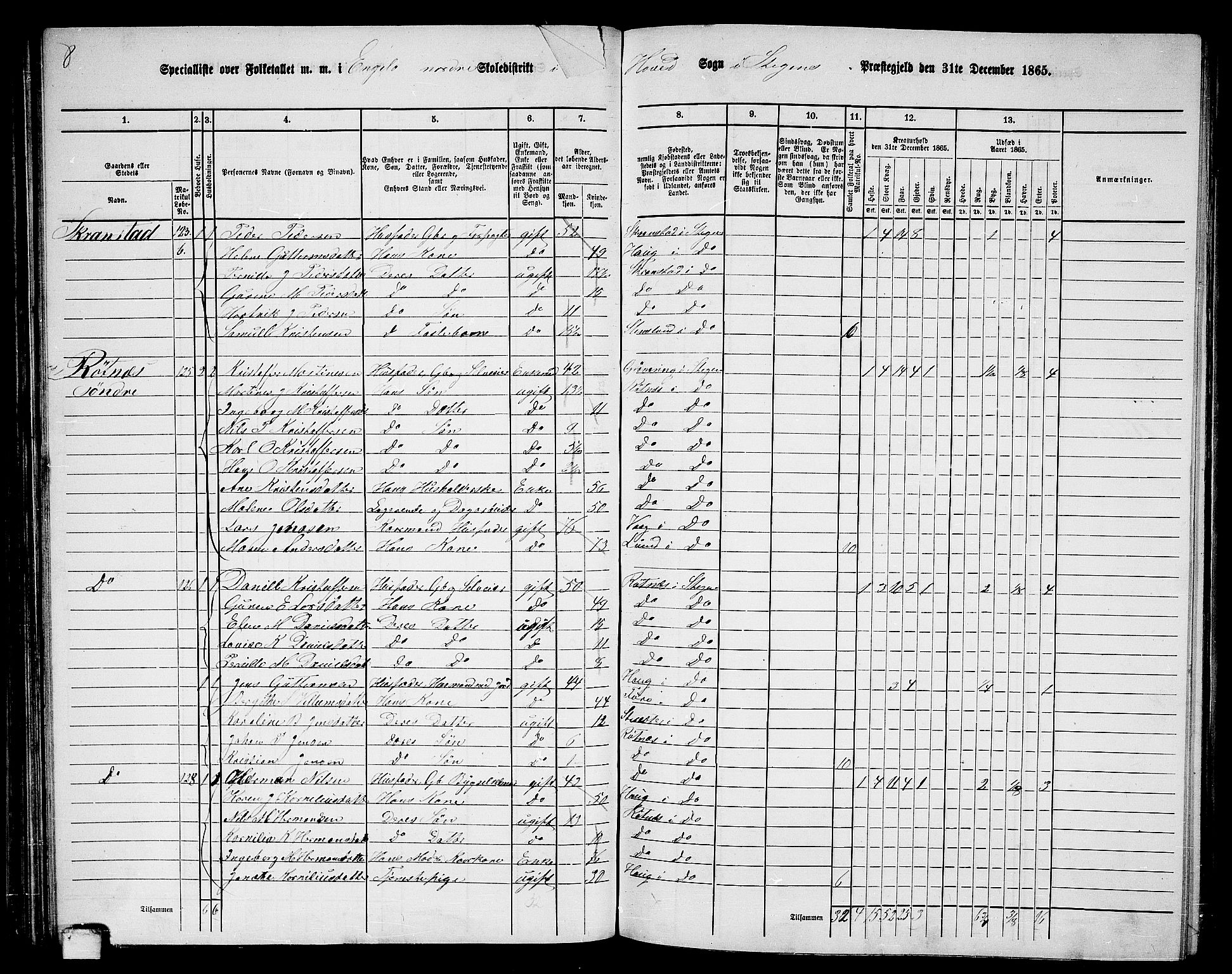 RA, 1865 census for Steigen, 1865, p. 66