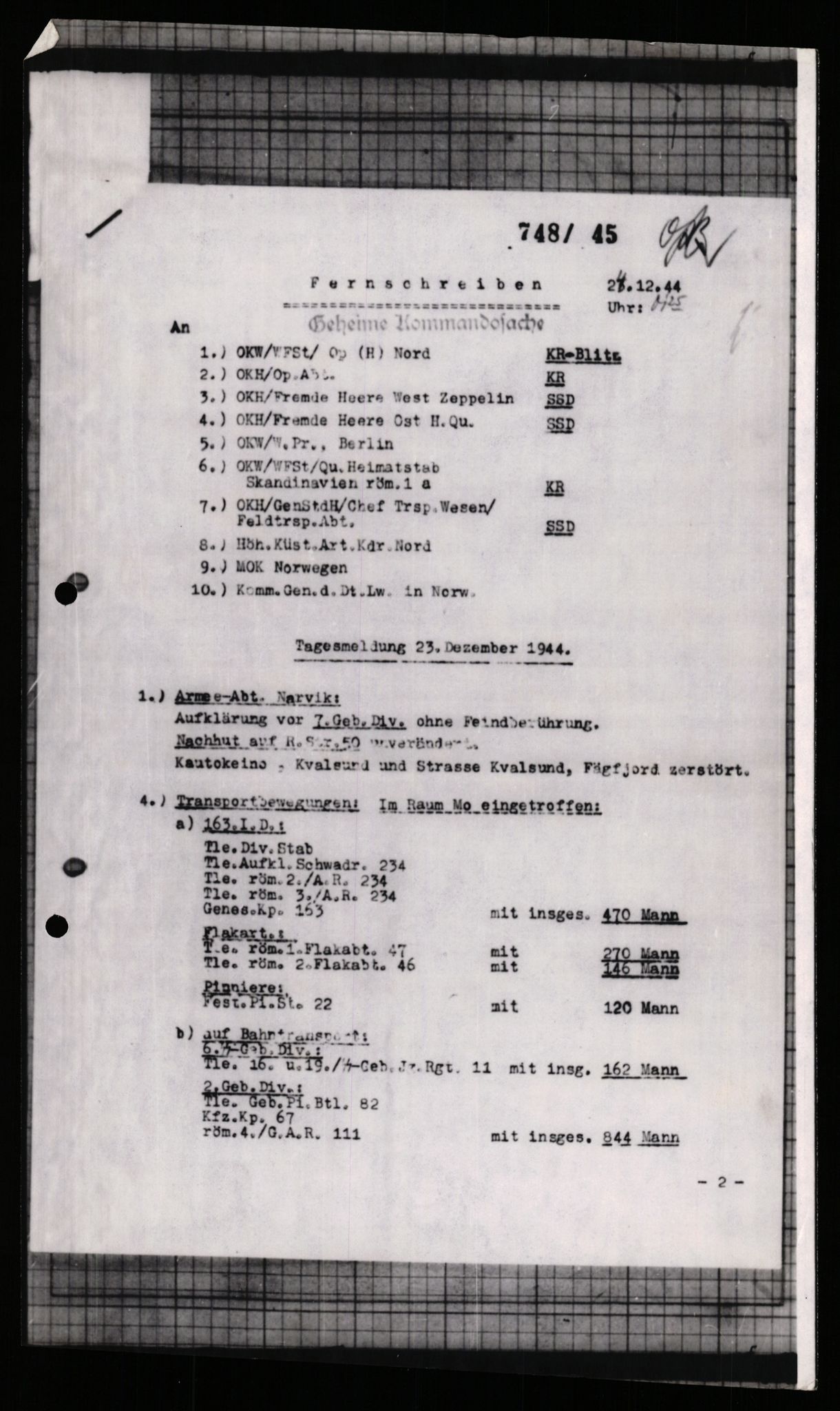 Forsvarets Overkommando. 2 kontor. Arkiv 11.4. Spredte tyske arkivsaker, AV/RA-RAFA-7031/D/Dar/Dara/L0005: Krigsdagbøker for 20. Gebirgs-Armee-Oberkommando (AOK 20), 1942-1944, p. 441