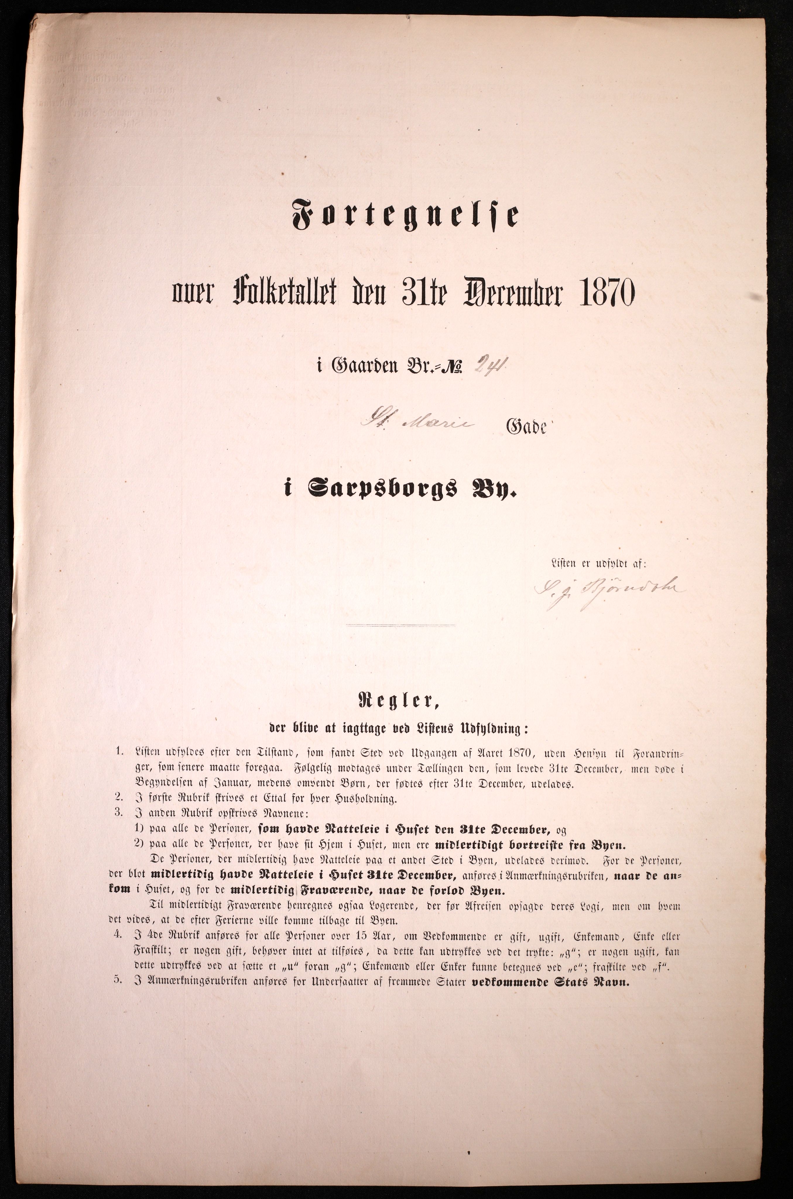 RA, 1870 census for 0102 Sarpsborg, 1870, p. 131