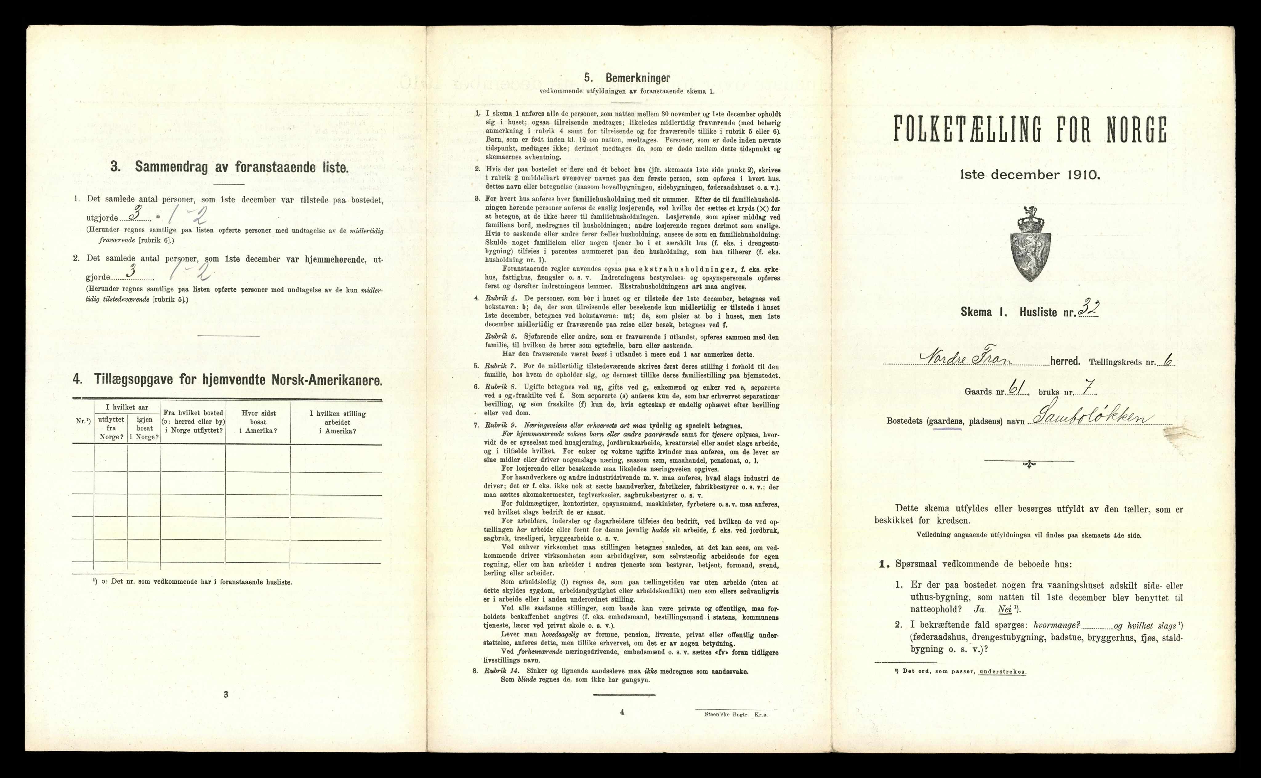 RA, 1910 census for Nord-Fron, 1910, p. 764