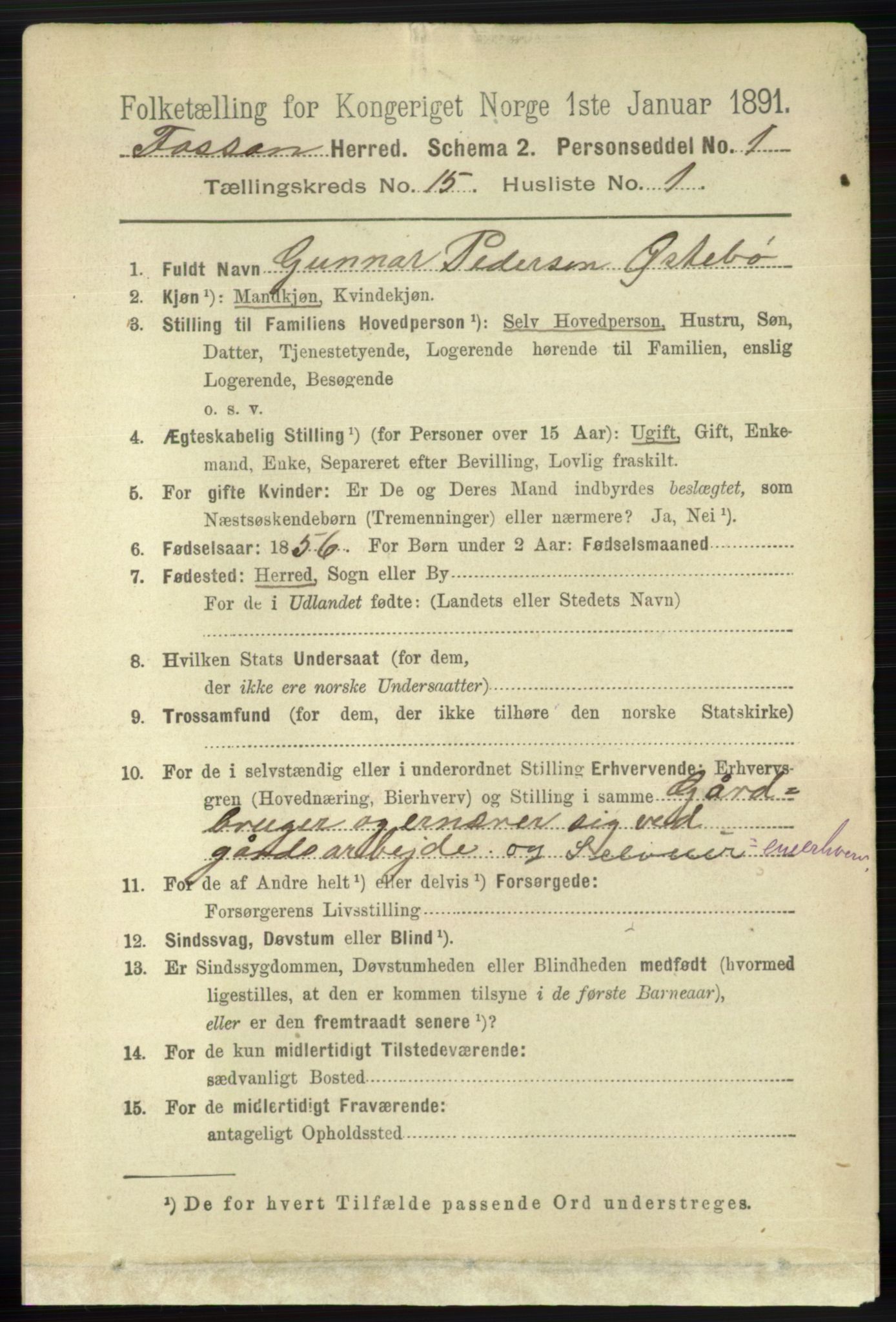 RA, 1891 census for 1129 Forsand, 1891, p. 2396