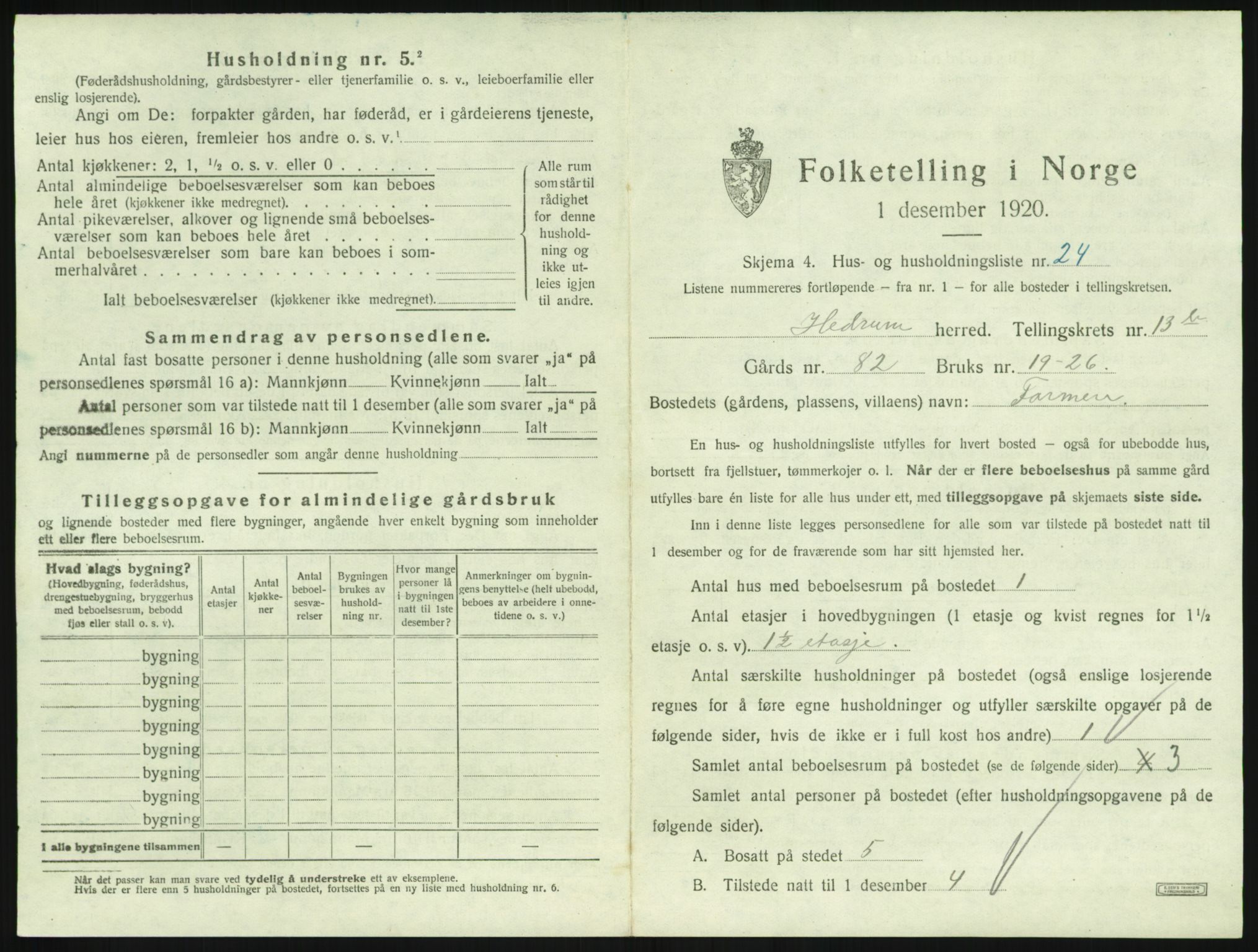 SAKO, 1920 census for Hedrum, 1920, p. 1249