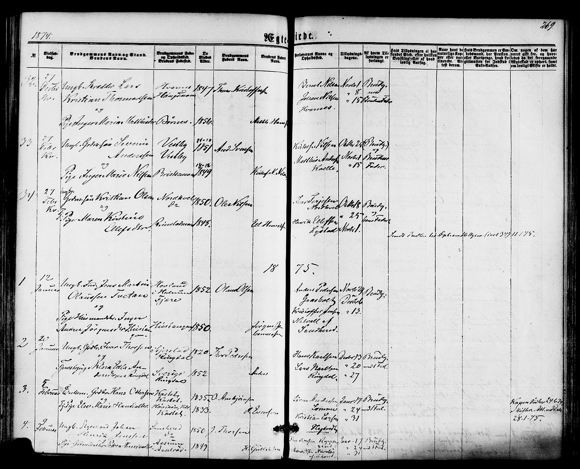 Hedrum kirkebøker, AV/SAKO-A-344/F/Fa/L0008: Parish register (official) no. I 8, 1869-1880, p. 269