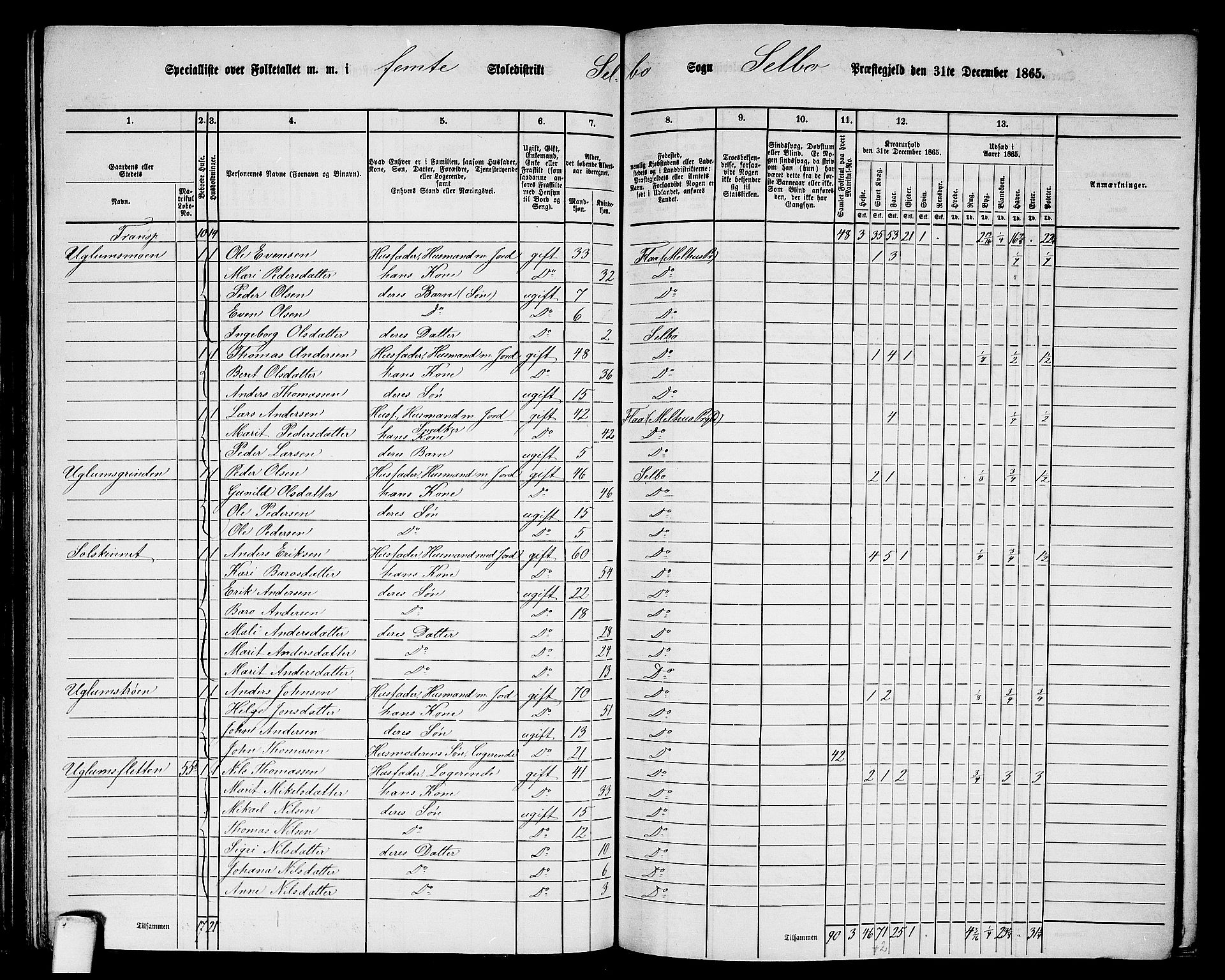 RA, 1865 census for Selbu, 1865, p. 68