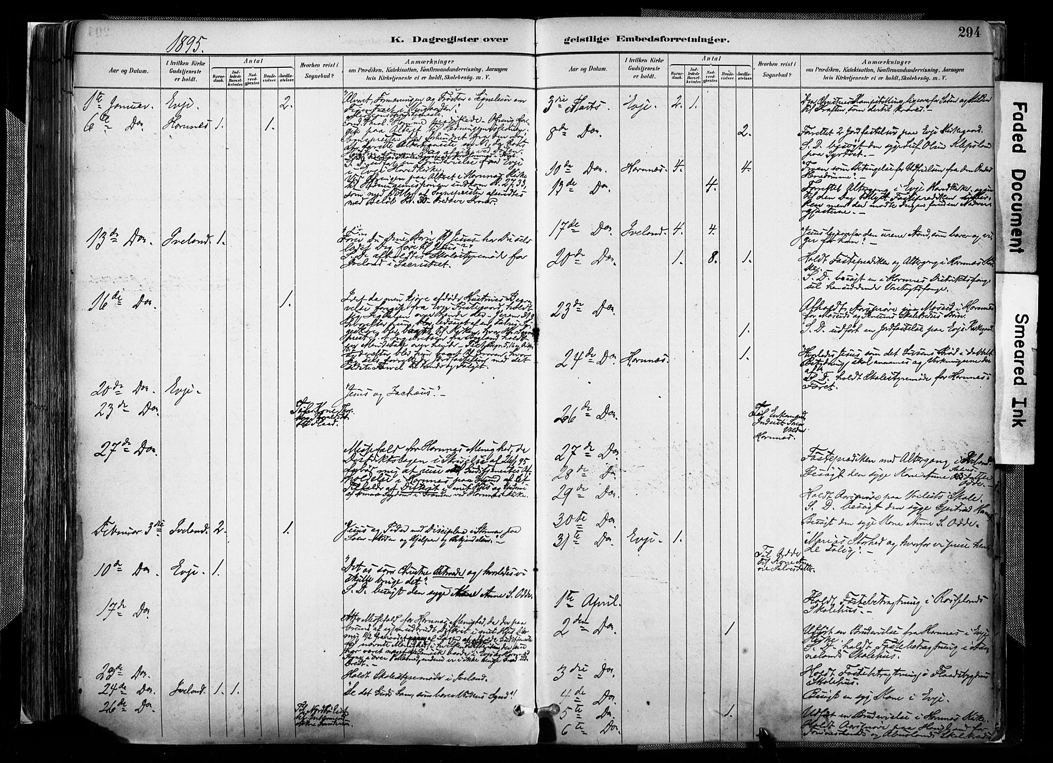 Evje sokneprestkontor, AV/SAK-1111-0008/F/Fa/Faa/L0007: Parish register (official) no. A 7, 1884-1909, p. 294