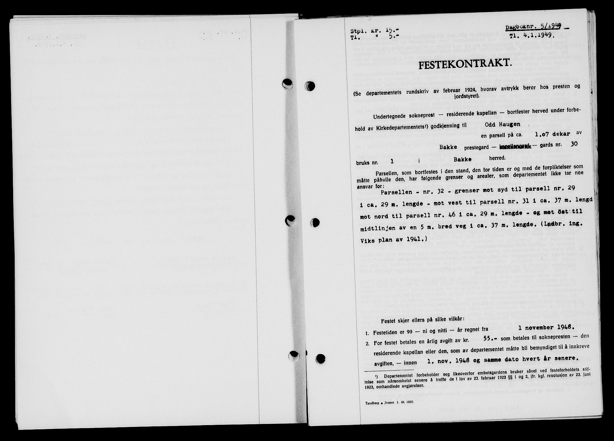 Flekkefjord sorenskriveri, SAK/1221-0001/G/Gb/Gba/L0064: Mortgage book no. A-12, 1948-1949, Diary no: : 5/1949