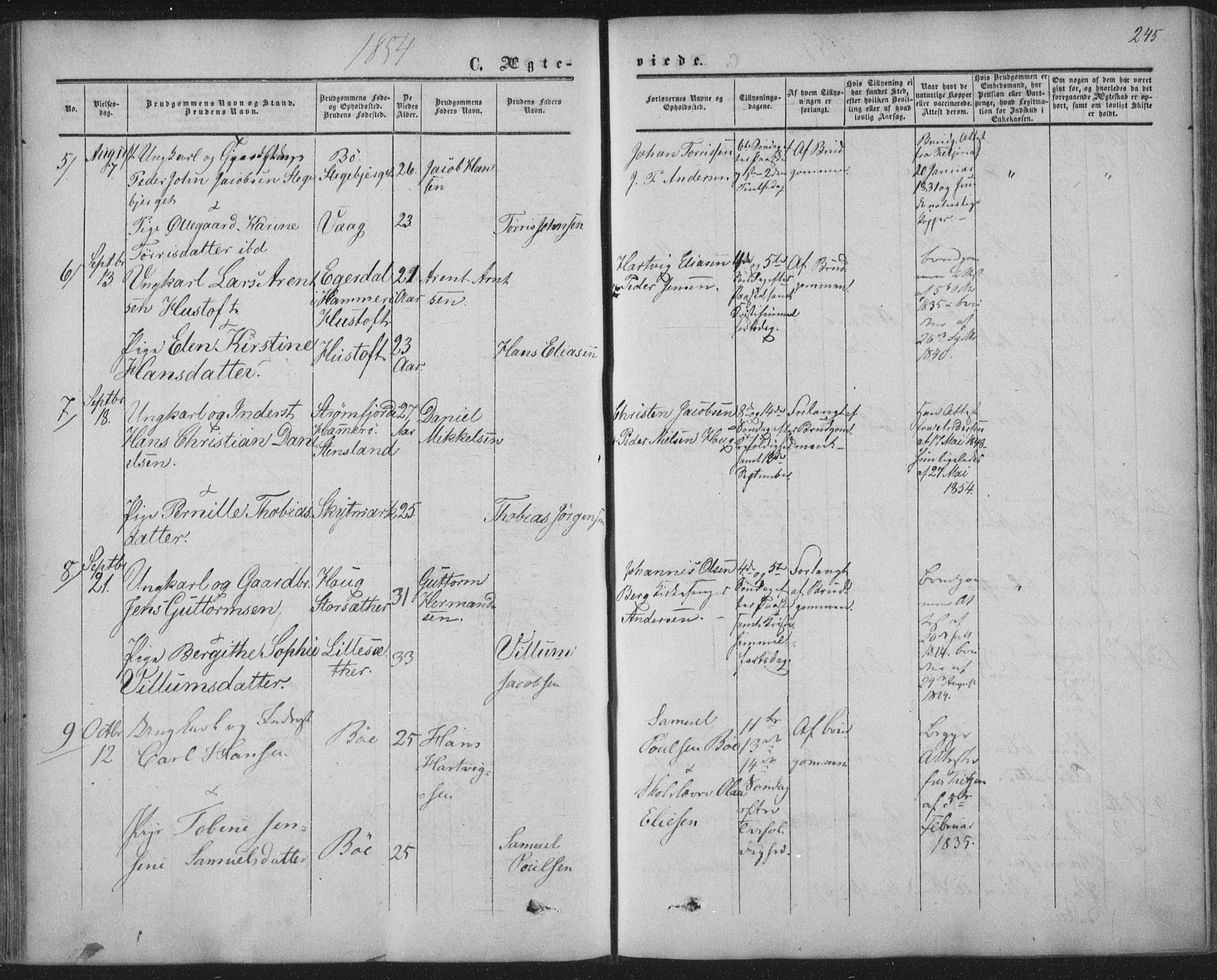 Ministerialprotokoller, klokkerbøker og fødselsregistre - Nordland, AV/SAT-A-1459/855/L0800: Parish register (official) no. 855A08, 1852-1864, p. 245