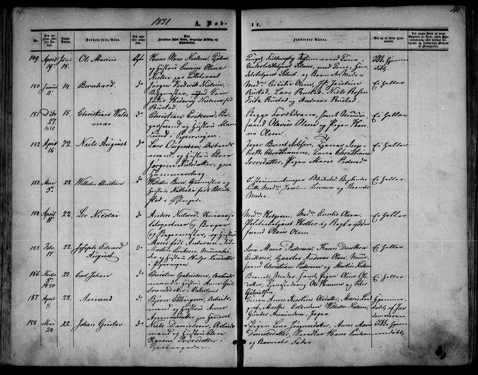 Oslo domkirke Kirkebøker, SAO/A-10752/F/Fa/L0014: Parish register (official) no. 14, 1850-1857, p. 41