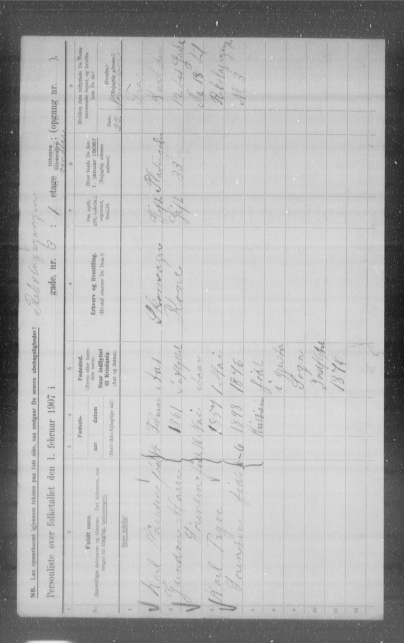 OBA, Municipal Census 1907 for Kristiania, 1907, p. 42161