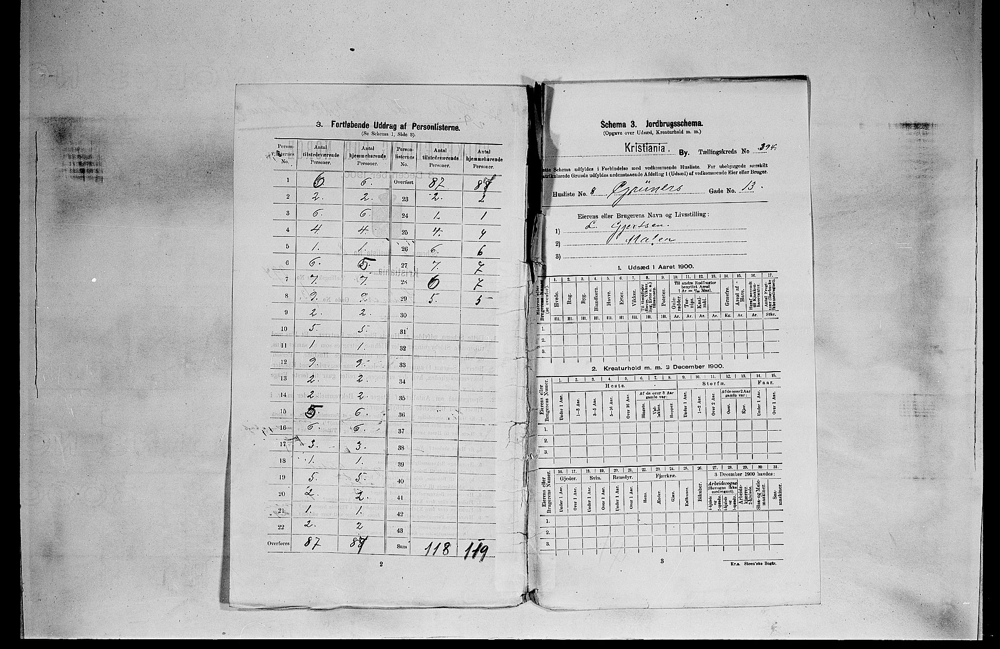 SAO, 1900 census for Kristiania, 1900, p. 29087