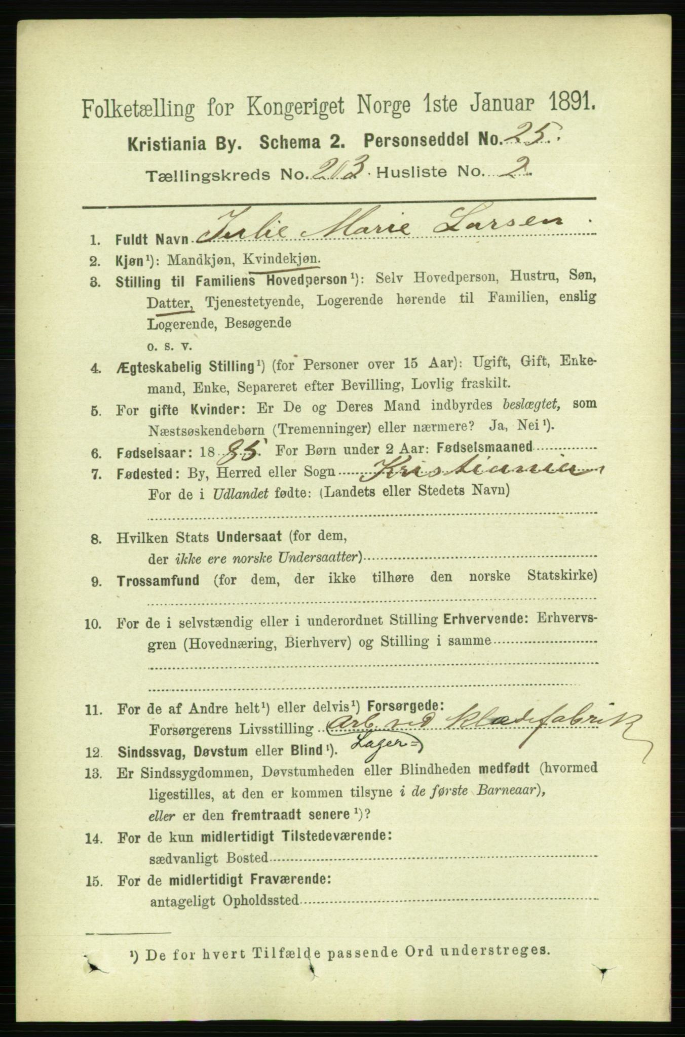 RA, 1891 census for 0301 Kristiania, 1891, p. 122135