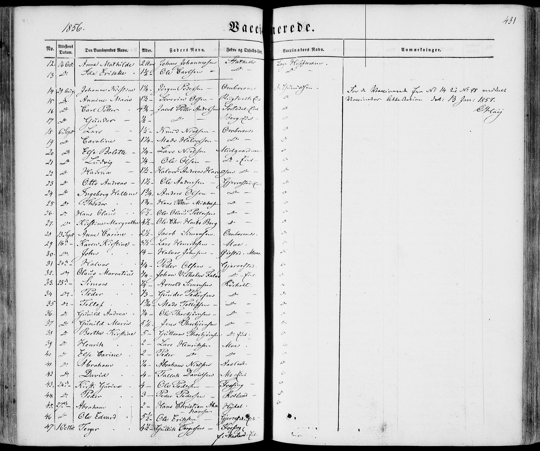 Bamble kirkebøker, AV/SAKO-A-253/F/Fa/L0005: Parish register (official) no. I 5, 1854-1869, p. 431