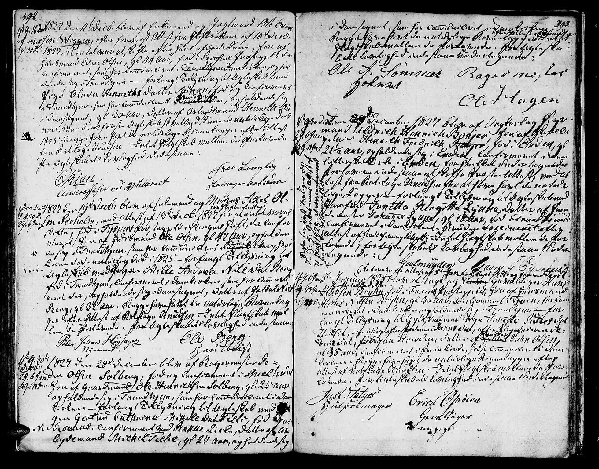 Ministerialprotokoller, klokkerbøker og fødselsregistre - Sør-Trøndelag, SAT/A-1456/601/L0042: Parish register (official) no. 601A10, 1802-1830, p. 392-393
