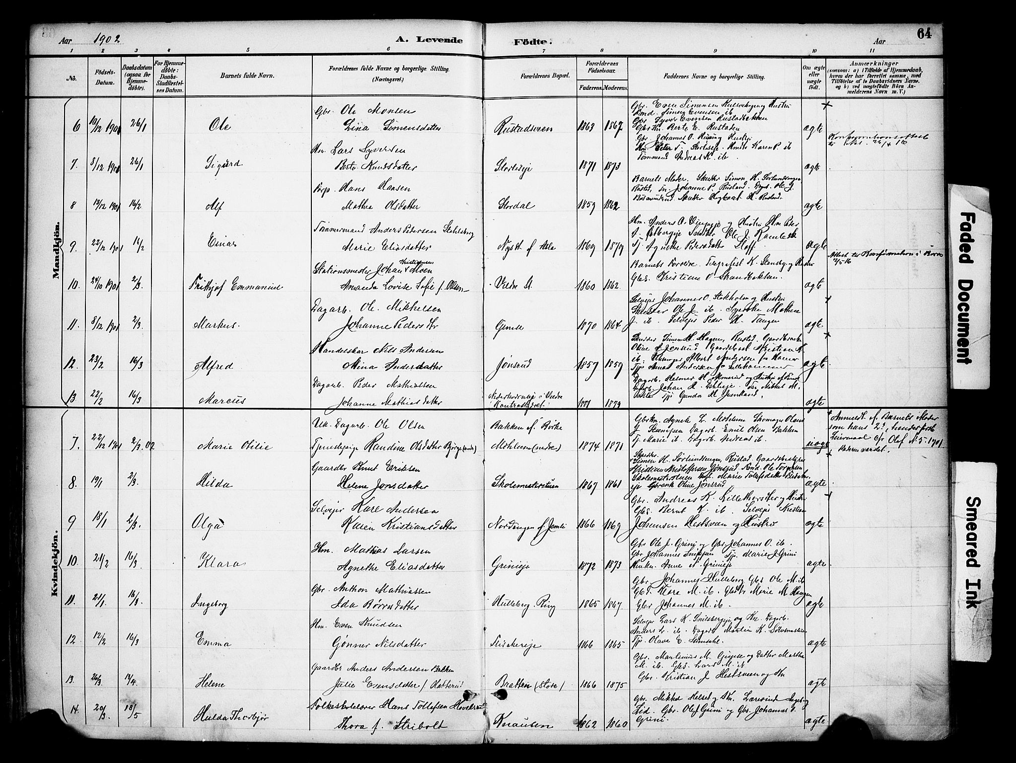 Ringsaker prestekontor, AV/SAH-PREST-014/K/Ka/L0016: Parish register (official) no. 16, 1891-1904, p. 64