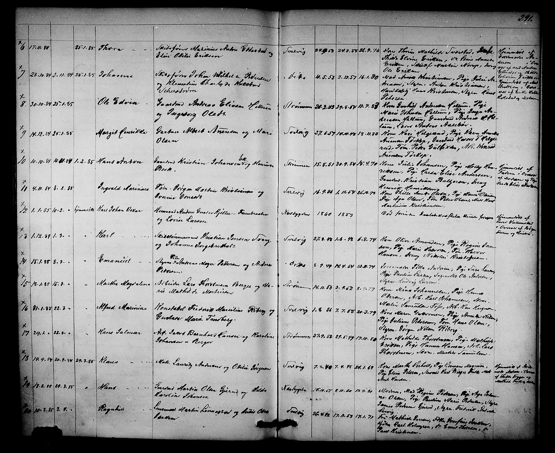 Strømm kirkebøker, SAKO/A-322/G/Ga/L0001: Parish register (copy) no. I 1, 1861-1885, p. 291