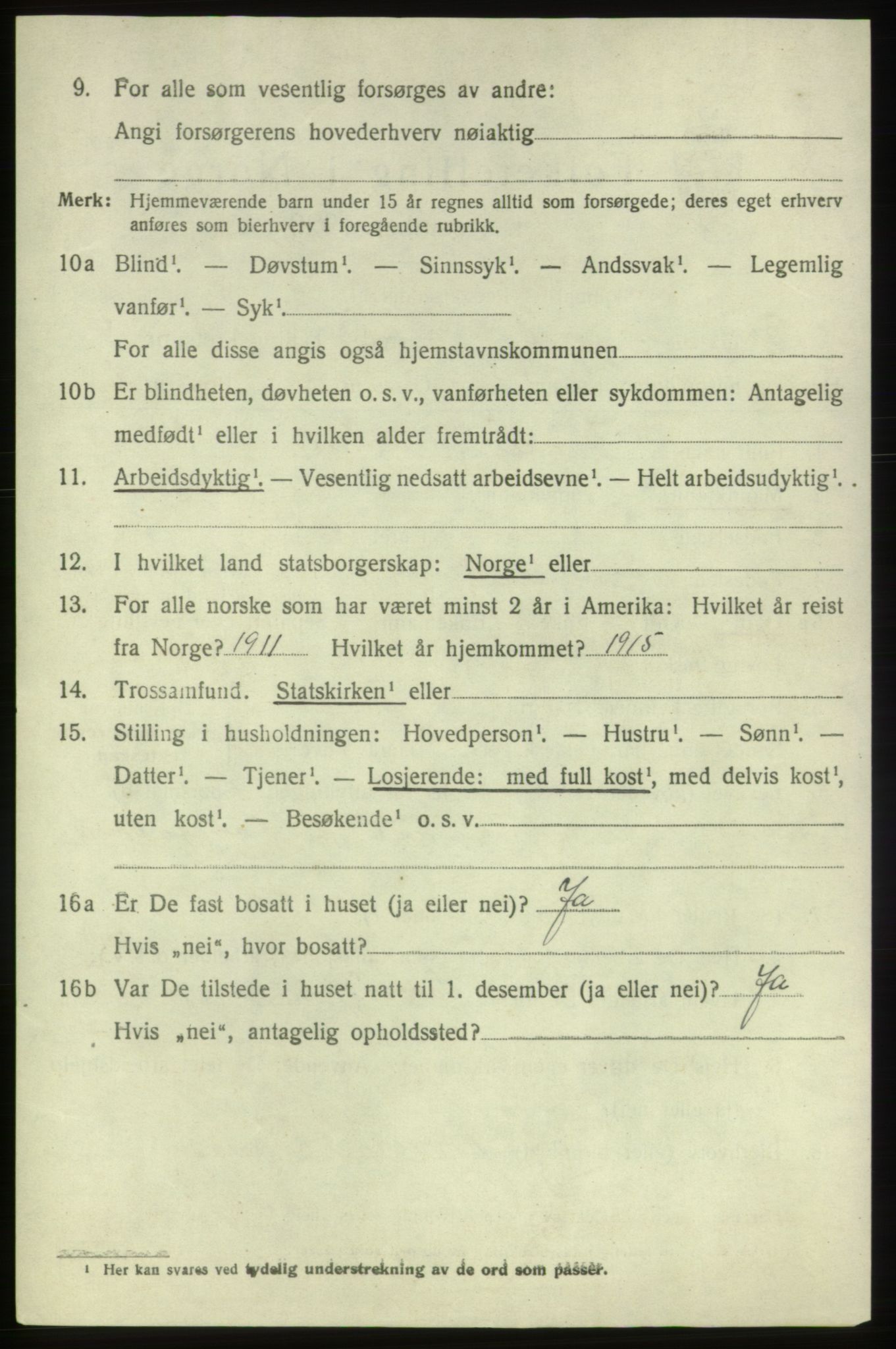 SAB, 1920 census for Bremnes, 1920, p. 1809