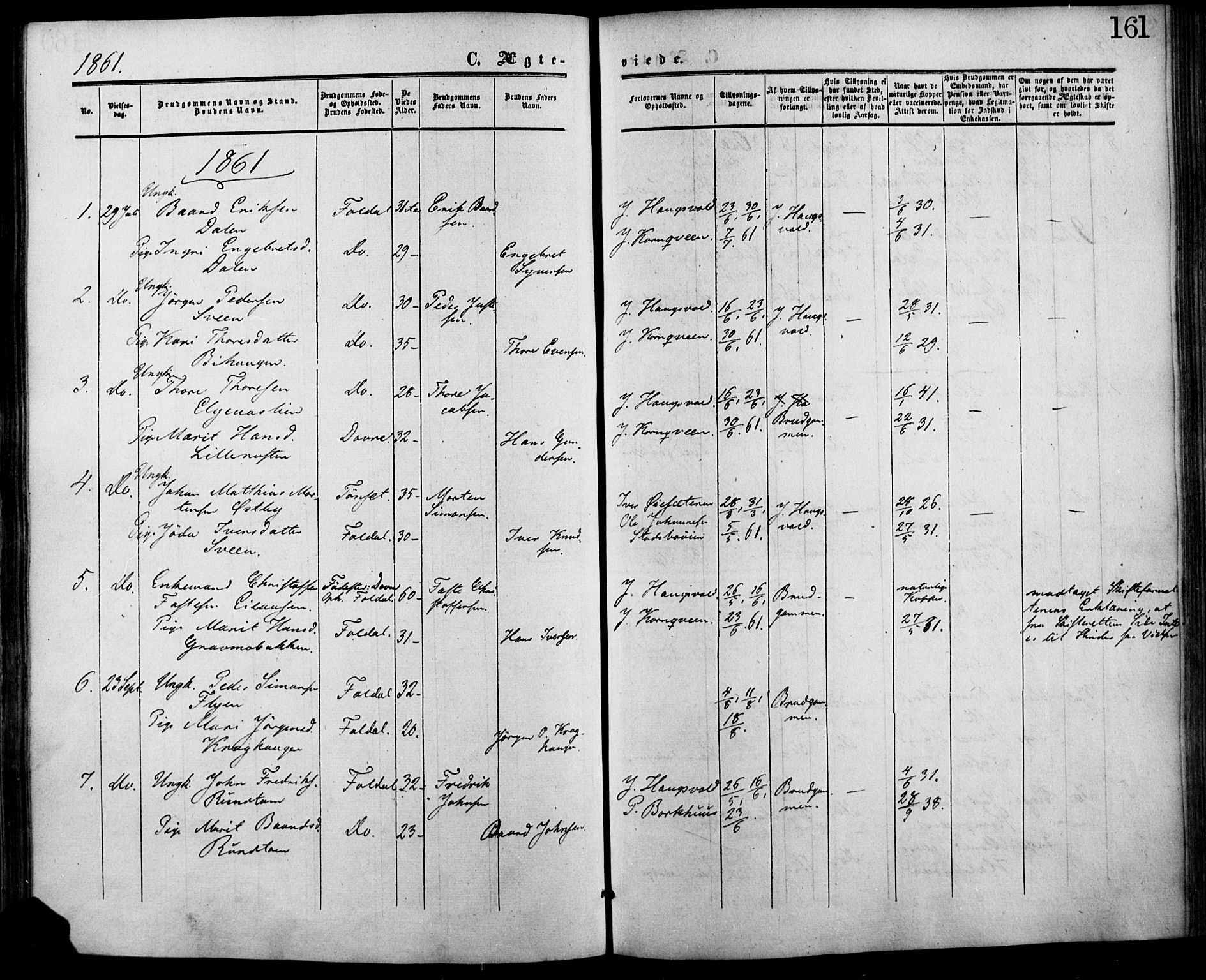 Lesja prestekontor, SAH/PREST-068/H/Ha/Haa/L0007: Parish register (official) no. 7, 1854-1862, p. 161