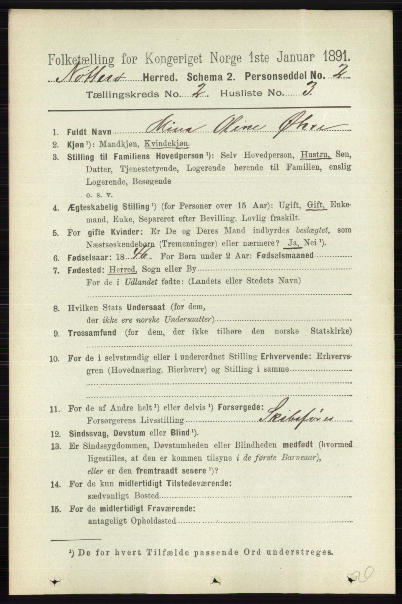 RA, 1891 census for 0722 Nøtterøy, 1891, p. 857