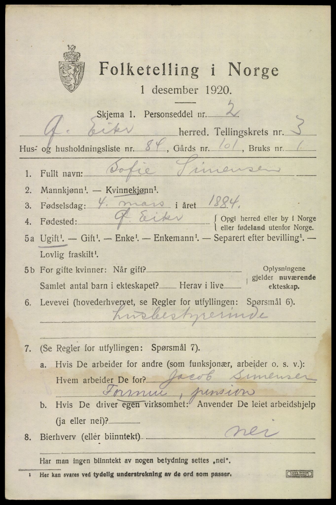 SAKO, 1920 census for Øvre Eiker, 1920, p. 9048