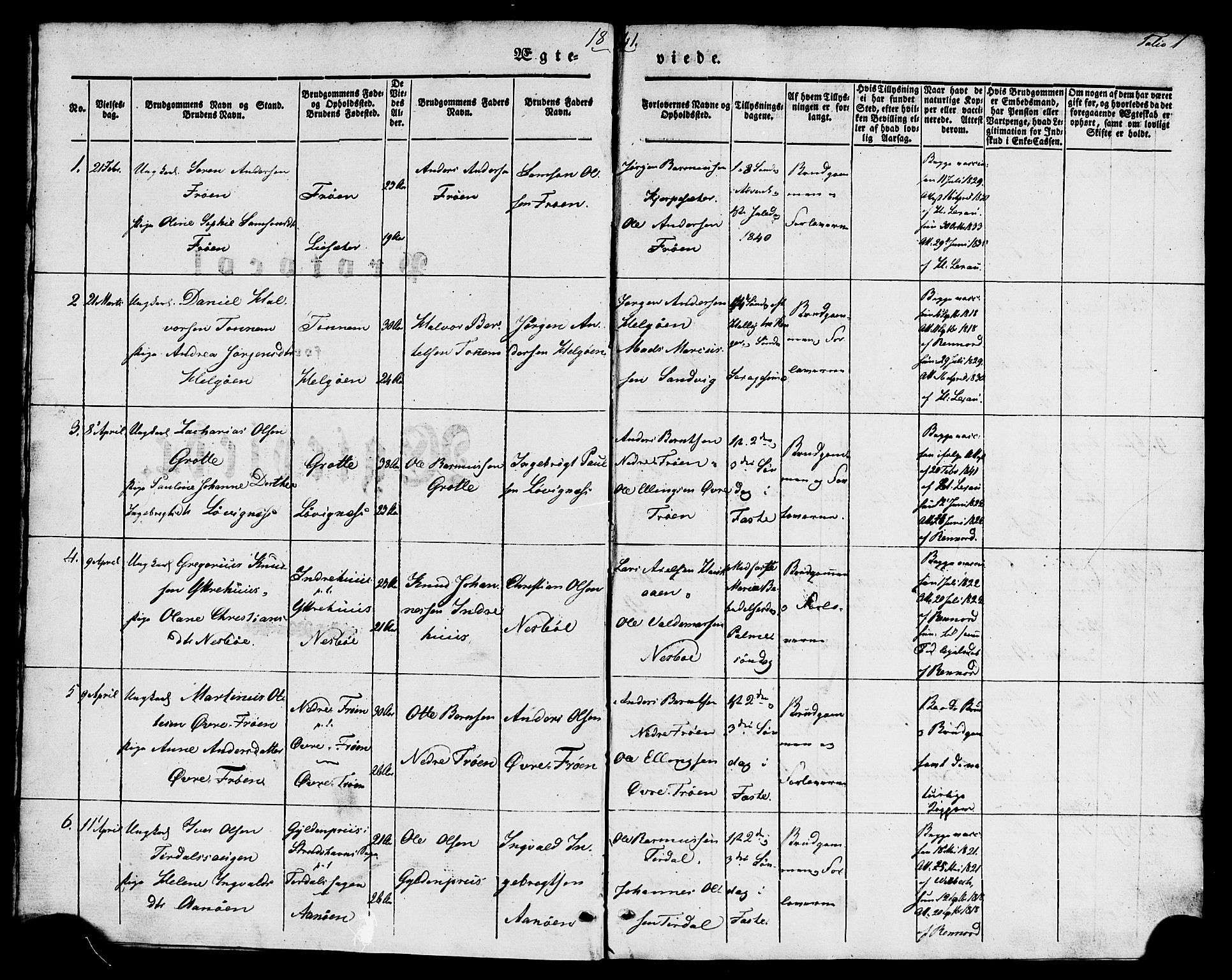 Kinn sokneprestembete, SAB/A-80801/H/Haa/Haaa/L0009: Parish register (official) no. A 9, 1841-1852, p. 1