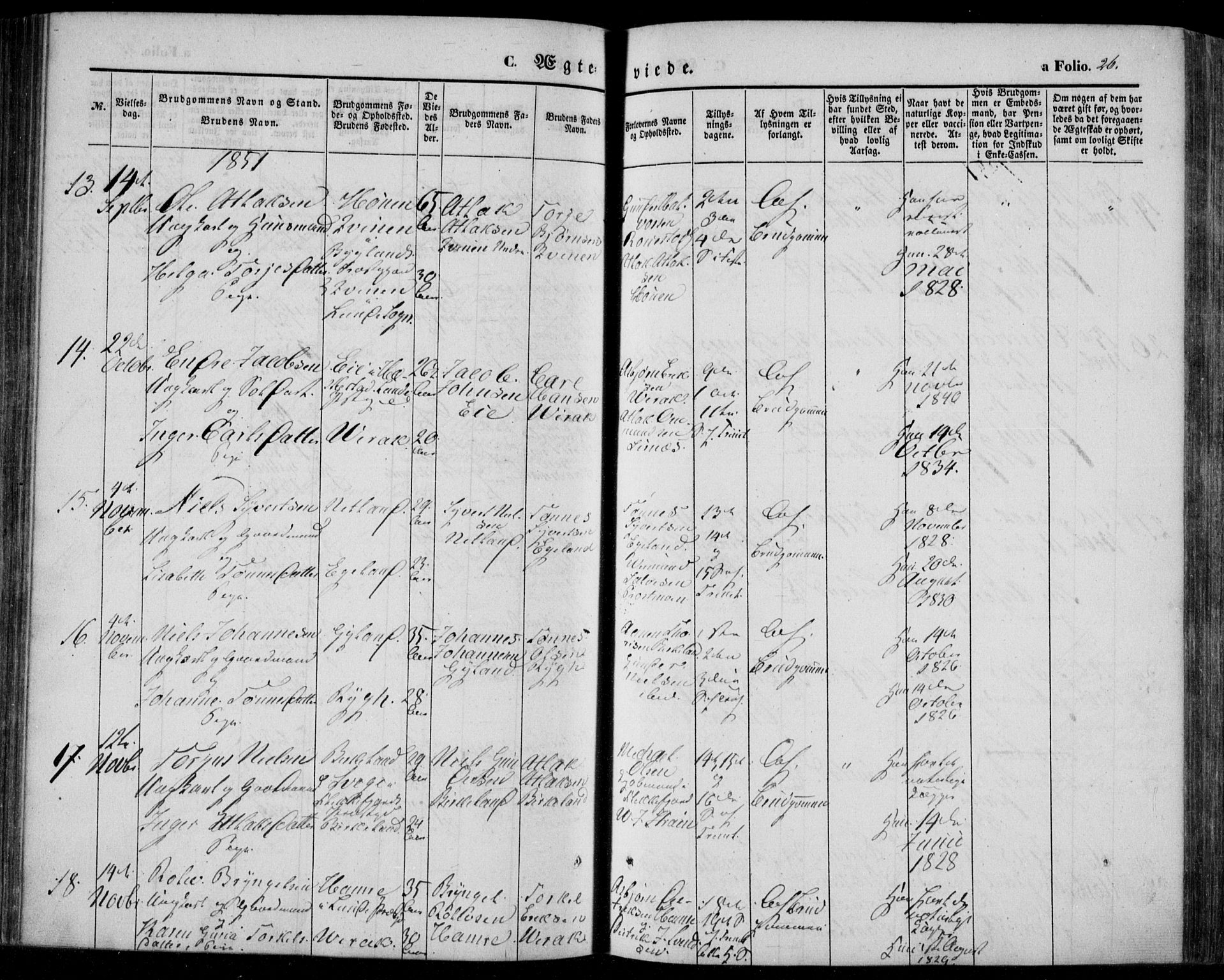 Bakke sokneprestkontor, AV/SAK-1111-0002/F/Fa/Faa/L0005: Parish register (official) no. A 5, 1847-1855, p. 26