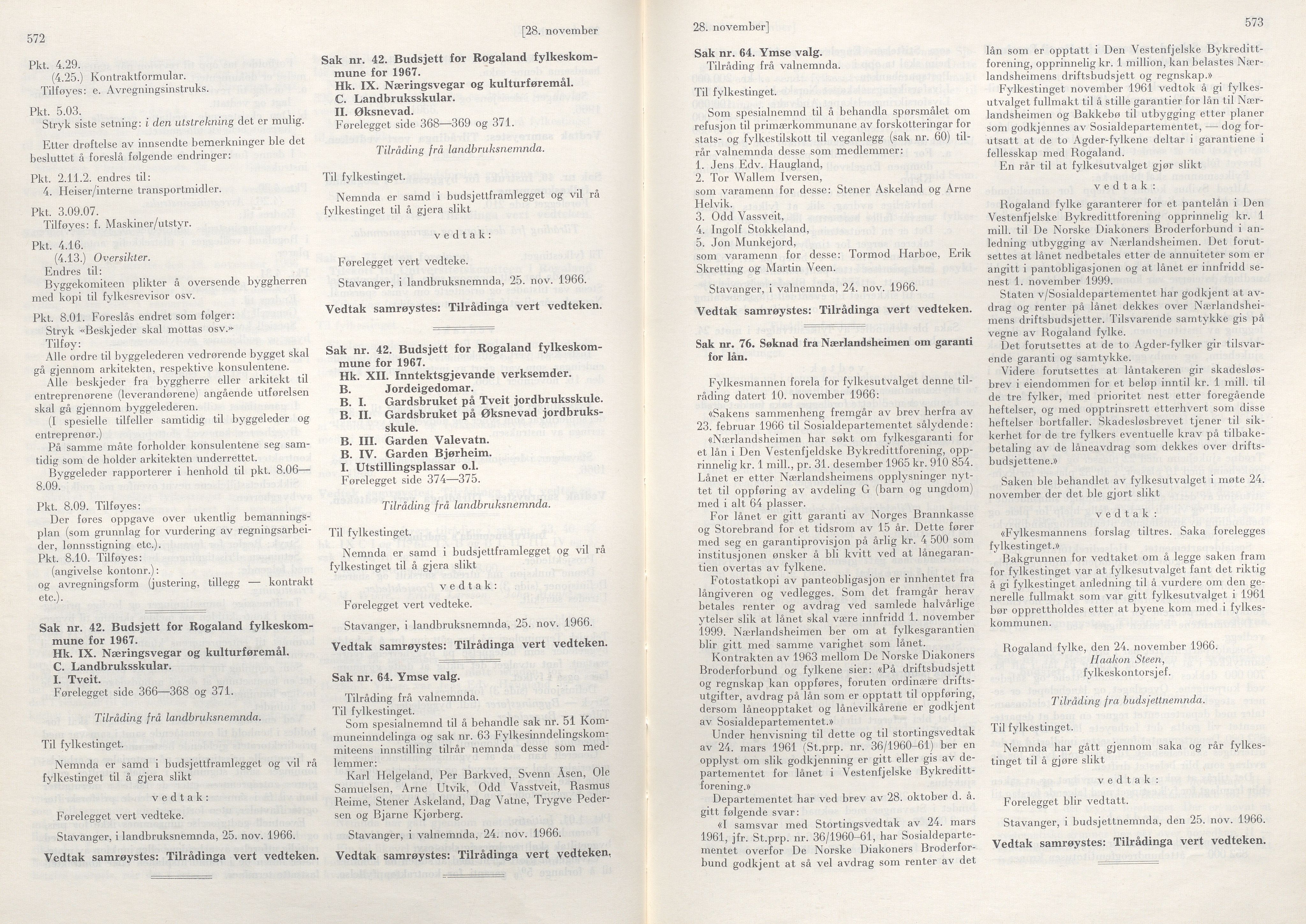 Rogaland fylkeskommune - Fylkesrådmannen , IKAR/A-900/A/Aa/Aaa/L0086: Møtebok , 1966, p. 572-573