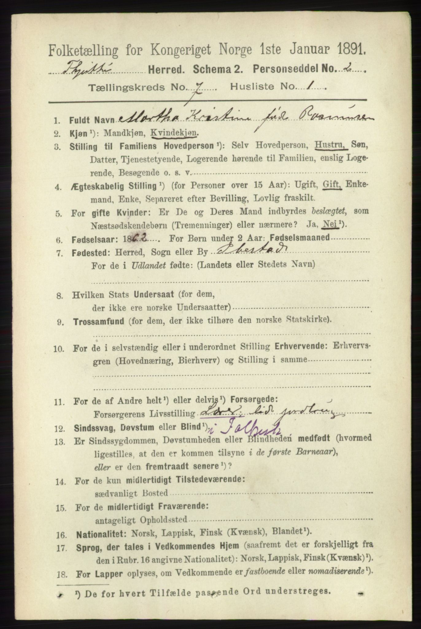 RA, 1891 census for 1817 Tjøtta, 1891, p. 3614