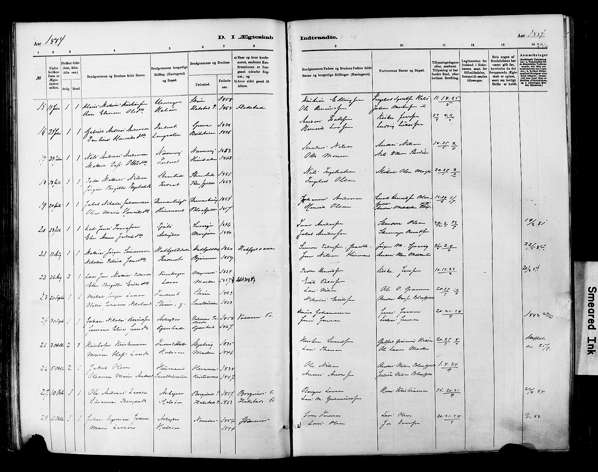 Ministerialprotokoller, klokkerbøker og fødselsregistre - Nordland, SAT/A-1459/820/L0295: Parish register (official) no. 820A16, 1880-1896, p. 296