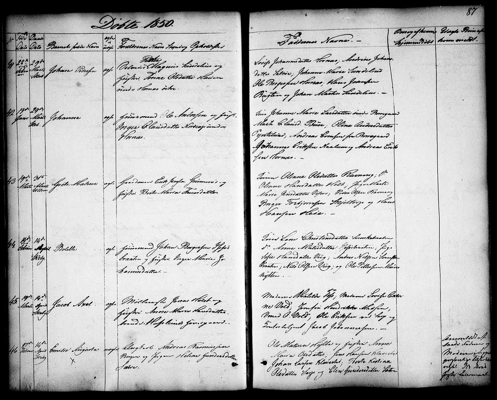 Skjeberg prestekontor Kirkebøker, SAO/A-10923/F/Fa/L0006: Parish register (official) no. I 6, 1846-1858, p. 87
