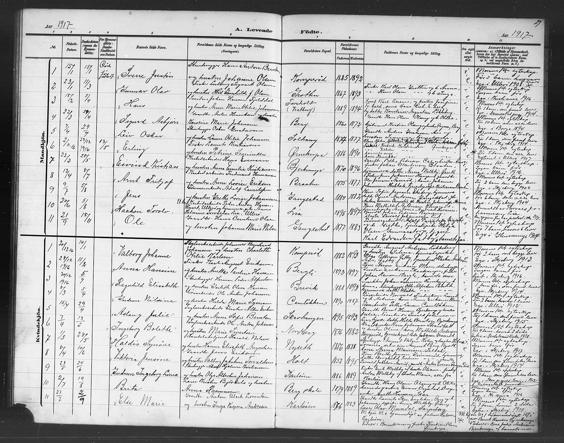 Skjeberg prestekontor Kirkebøker, AV/SAO-A-10923/G/Gb/L0001: Parish register (copy) no. II 1, 1901-1919, p. 29