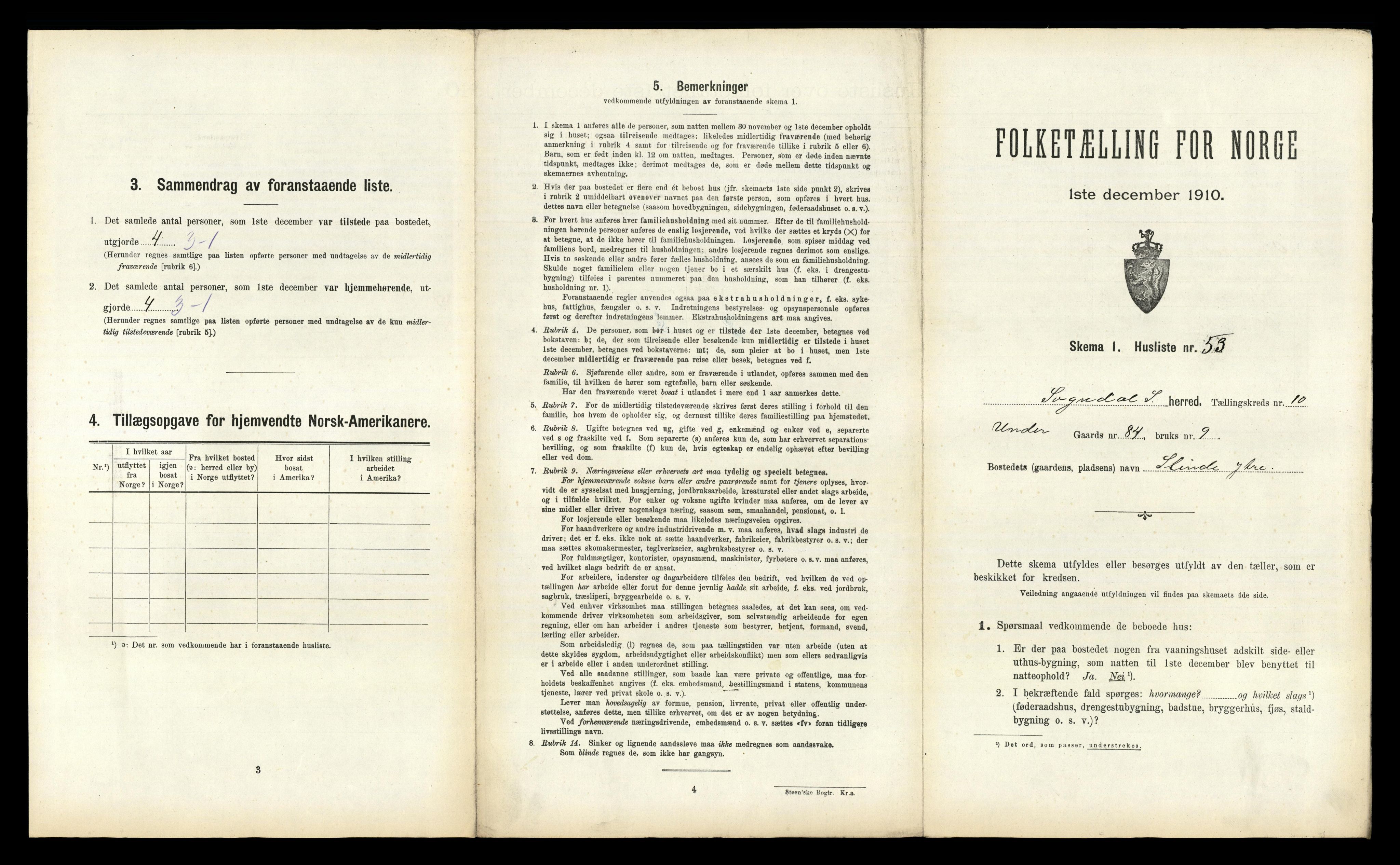 RA, 1910 census for Sogndal, 1910, p. 1092