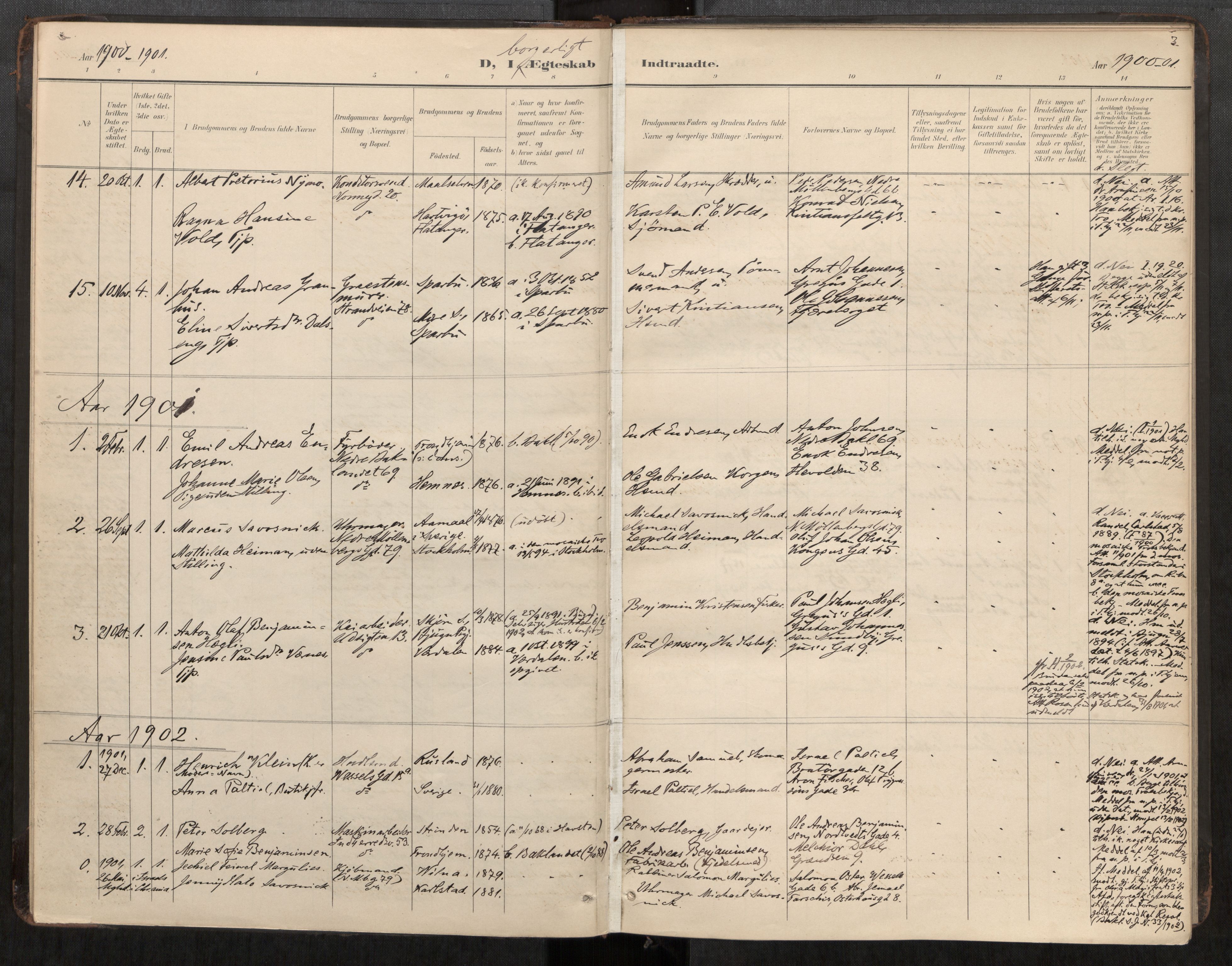 Bakklandet sokneprestkontor, SAT/A-1127: Parish register (official) no. 604A31, 1899-1920, p. 3
