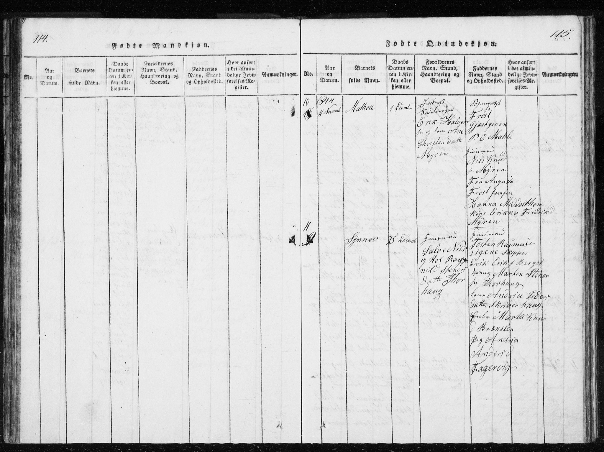 Ministerialprotokoller, klokkerbøker og fødselsregistre - Møre og Romsdal, AV/SAT-A-1454/566/L0772: Parish register (copy) no. 566C01, 1818-1845, p. 114-115