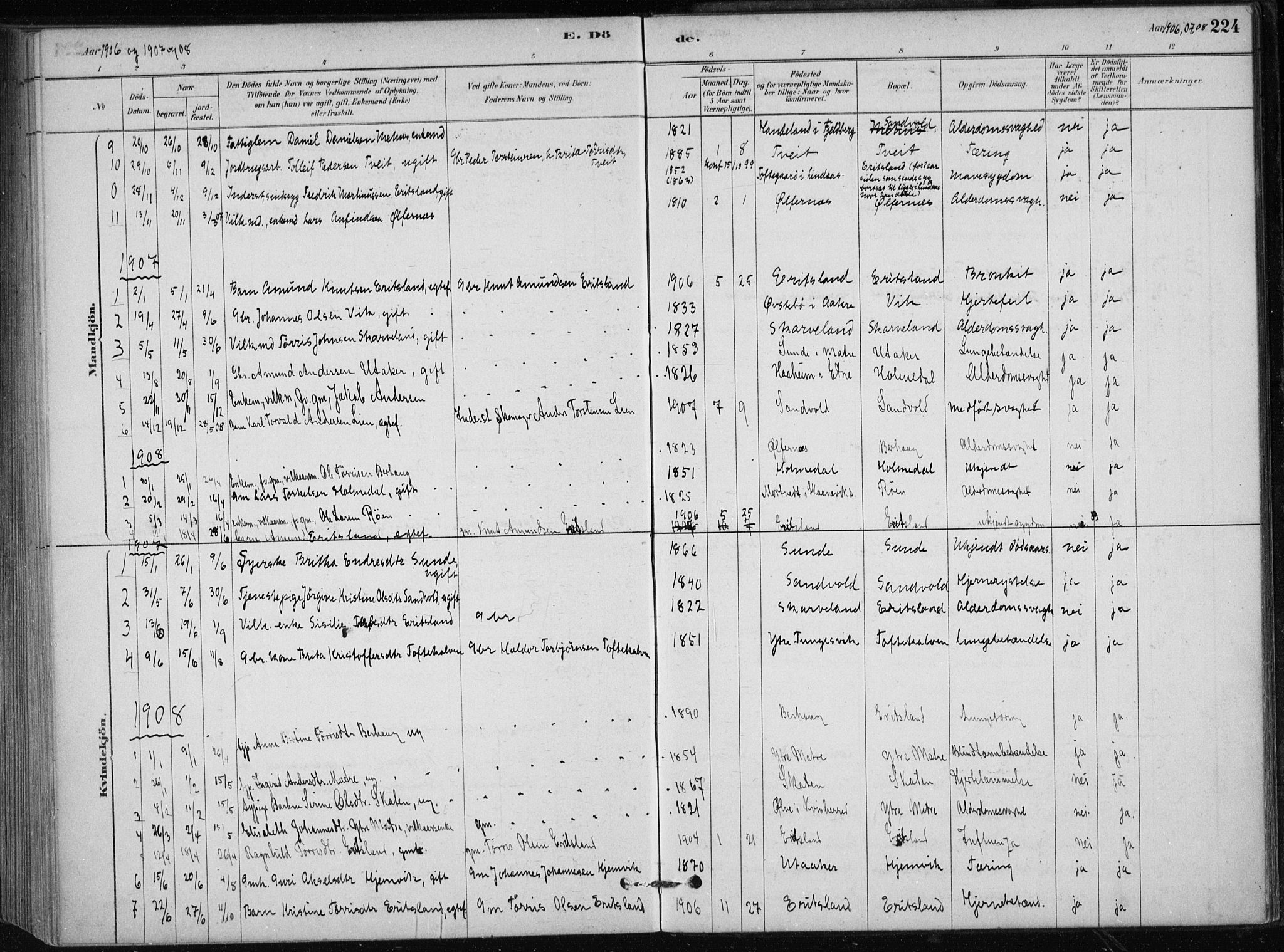 Skånevik sokneprestembete, SAB/A-77801/H/Haa: Parish register (official) no. C  1, 1879-1917, p. 224