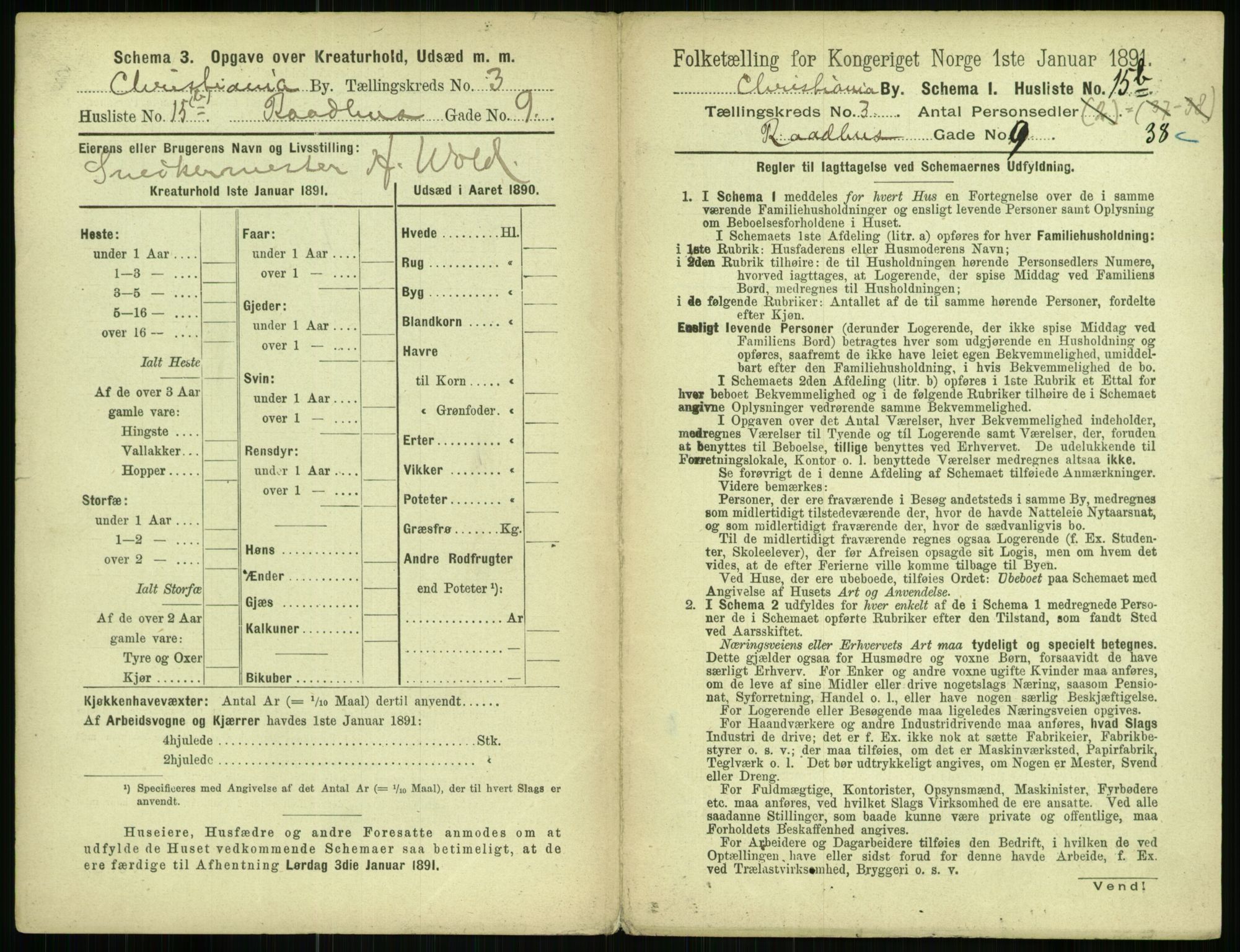 RA, 1891 census for 0301 Kristiania, 1891, p. 1209