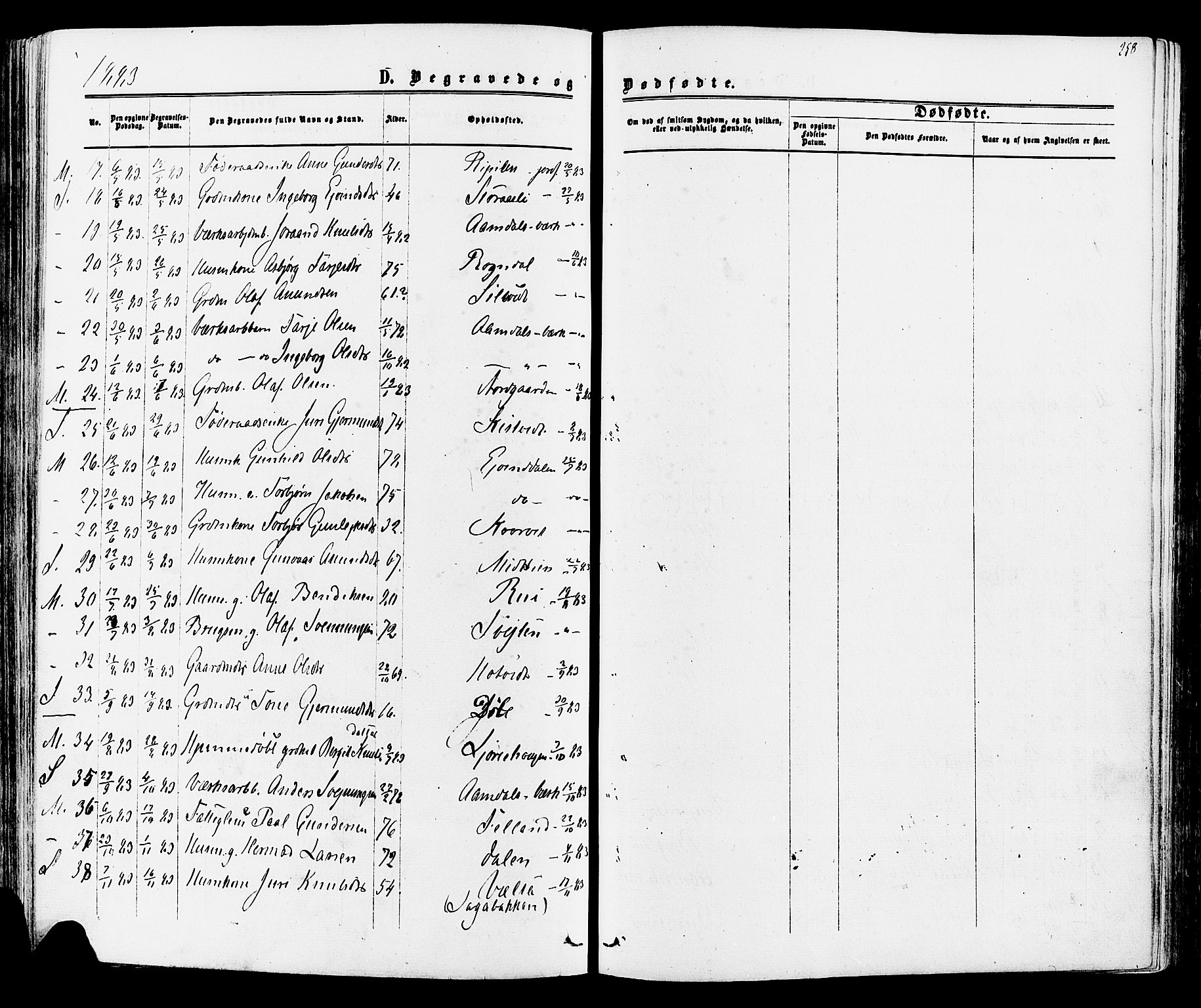 Mo kirkebøker, SAKO/A-286/F/Fa/L0006: Parish register (official) no. I 6, 1865-1885, p. 258