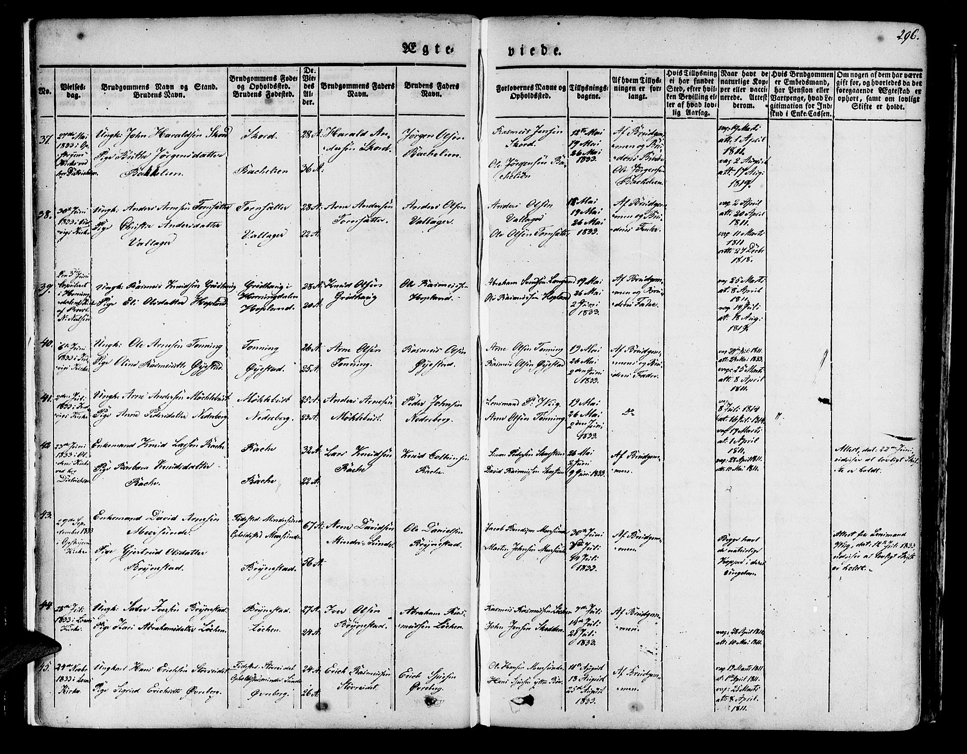 Innvik sokneprestembete, SAB/A-80501: Parish register (official) no. A 4II, 1832-1846, p. 296