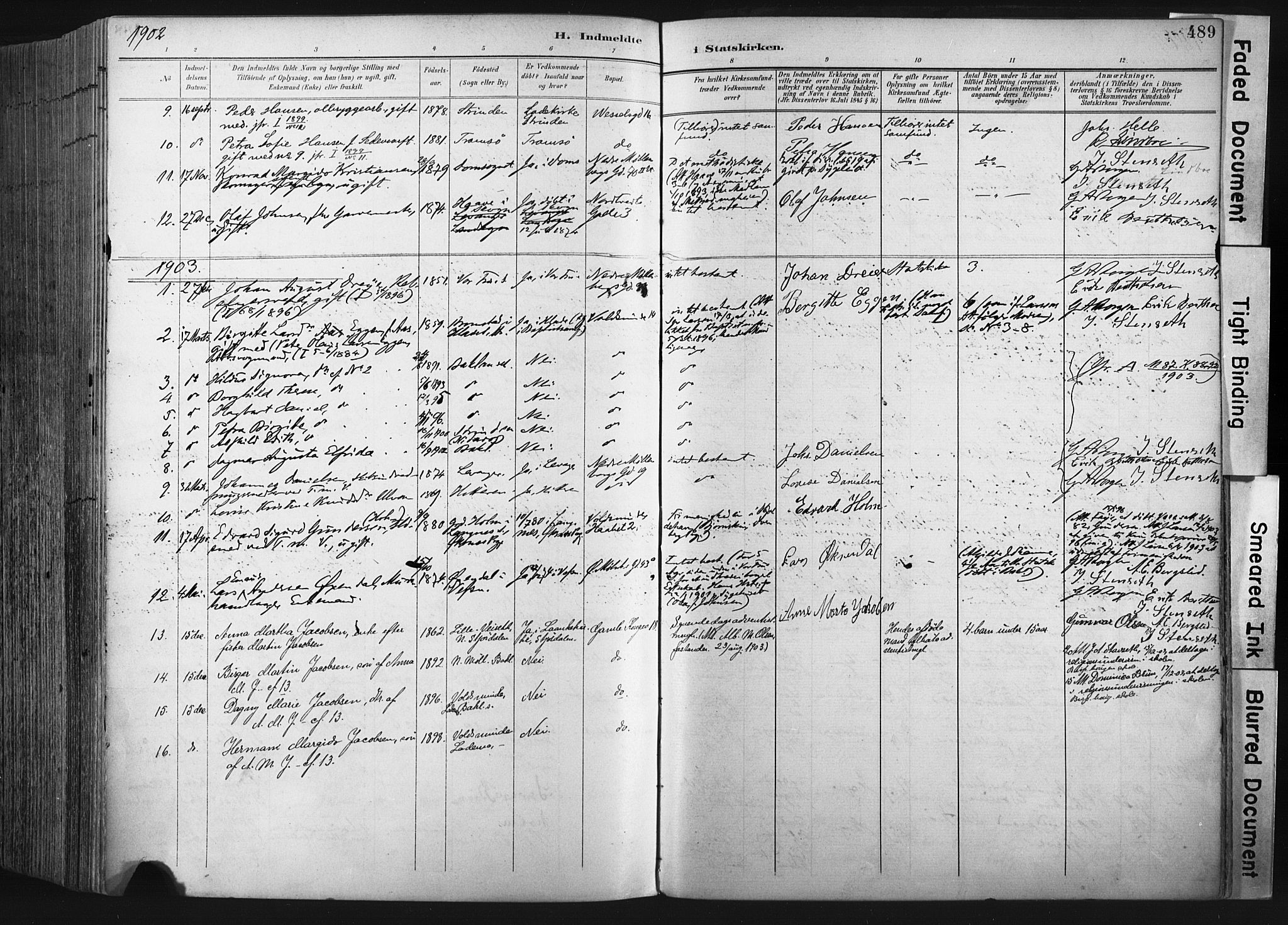 Ministerialprotokoller, klokkerbøker og fødselsregistre - Sør-Trøndelag, SAT/A-1456/604/L0201: Parish register (official) no. 604A21, 1901-1911, p. 489