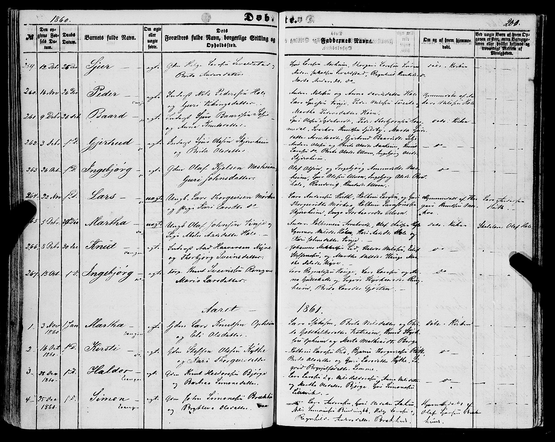 Voss sokneprestembete, SAB/A-79001/H/Haa: Parish register (official) no. A 16, 1849-1863, p. 200