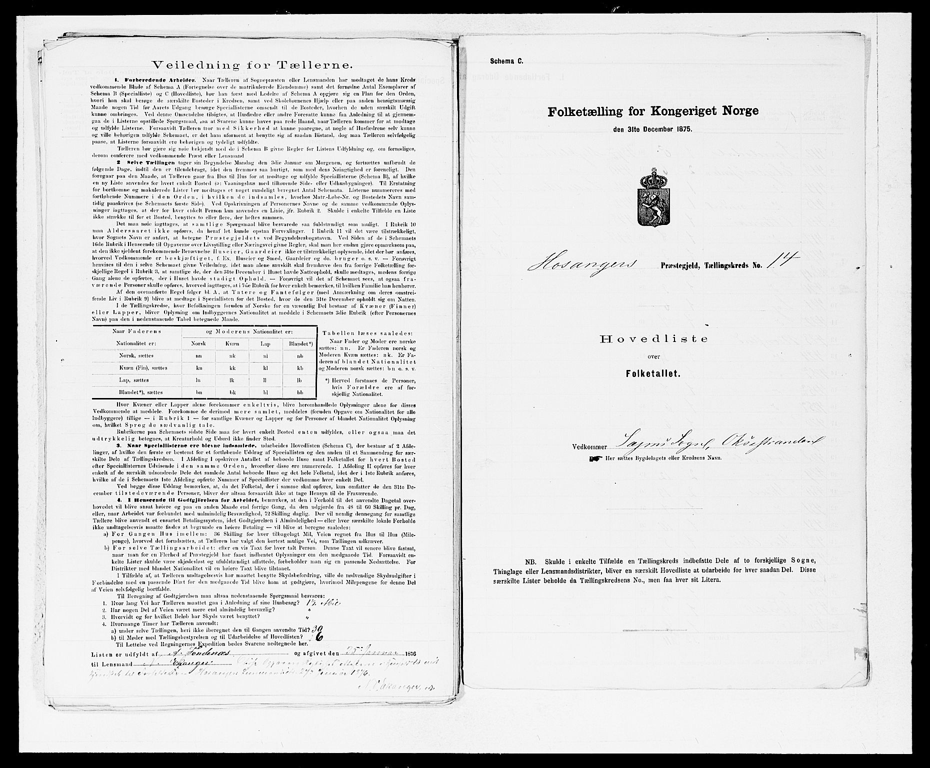 SAB, 1875 census for 1253P Hosanger, 1875, p. 32