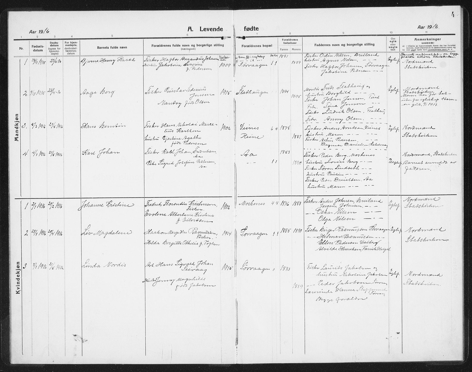 Ministerialprotokoller, klokkerbøker og fødselsregistre - Nordland, SAT/A-1459/886/L1226: Parish register (copy) no. 886C03, 1916-1935, p. 4