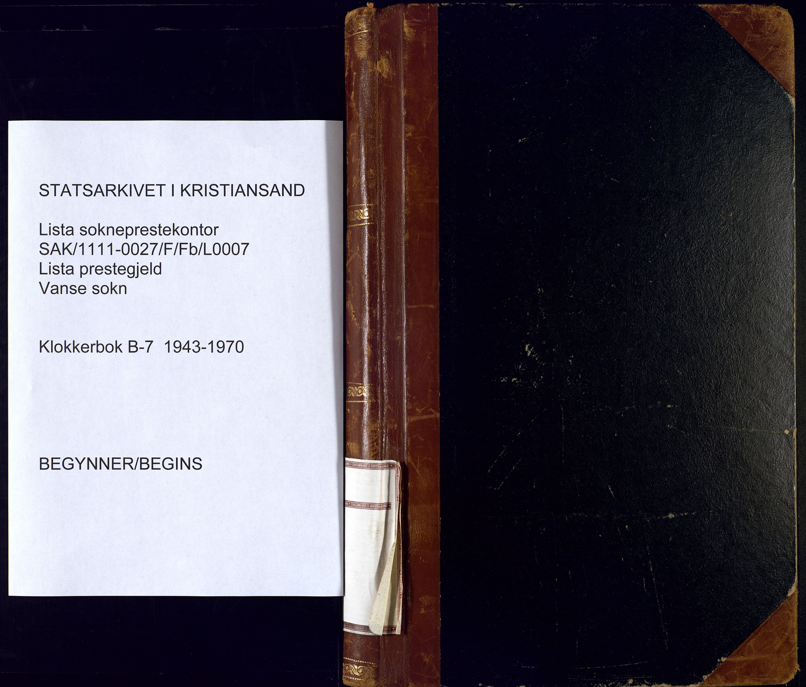 Lista sokneprestkontor, SAK/1111-0027/F/Fb/L0007: Parish register (copy) no. B 7, 1943-1970