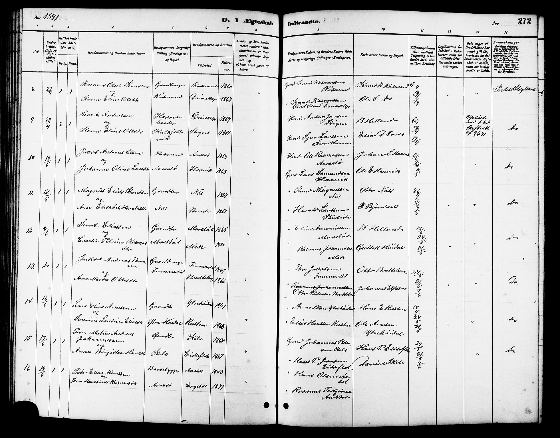 Ministerialprotokoller, klokkerbøker og fødselsregistre - Møre og Romsdal, AV/SAT-A-1454/511/L0158: Parish register (copy) no. 511C04, 1884-1903, p. 272