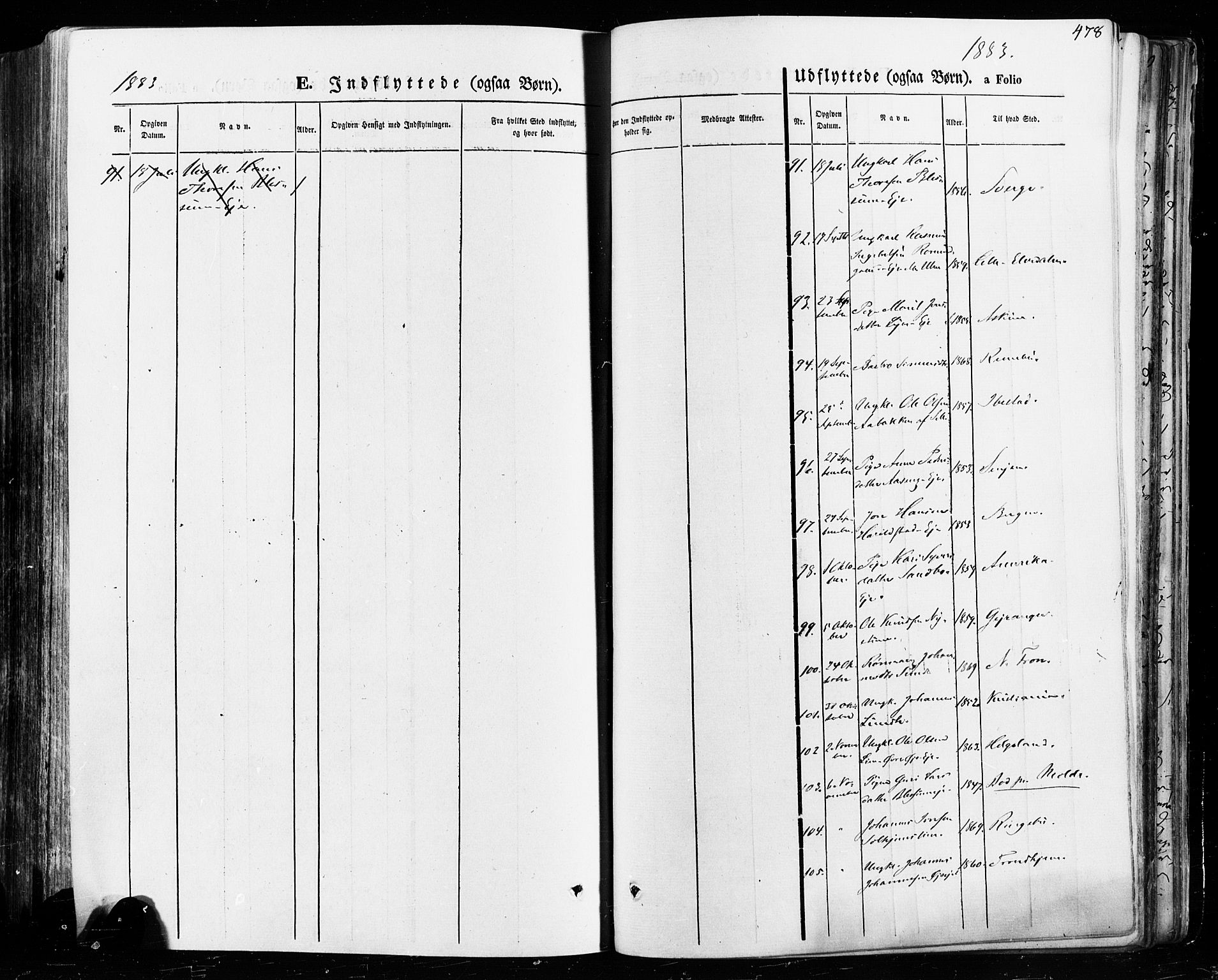 Vågå prestekontor, SAH/PREST-076/H/Ha/Haa/L0007: Parish register (official) no. 7 /1, 1872-1886, p. 478