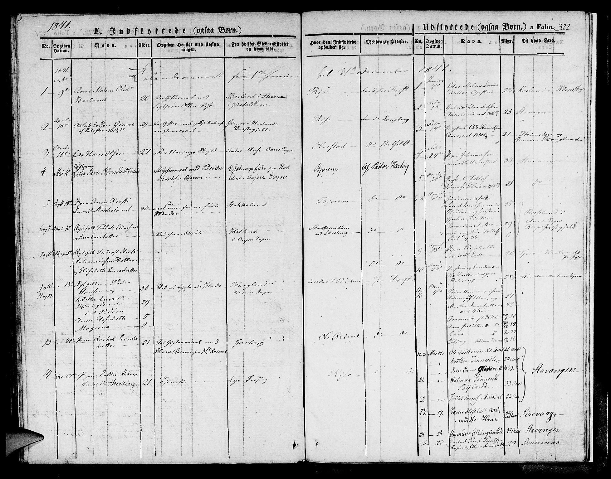 Hå sokneprestkontor, SAST/A-101801/001/30BA/L0004: Parish register (official) no. A 4.1 /1, 1826-1841, p. 322