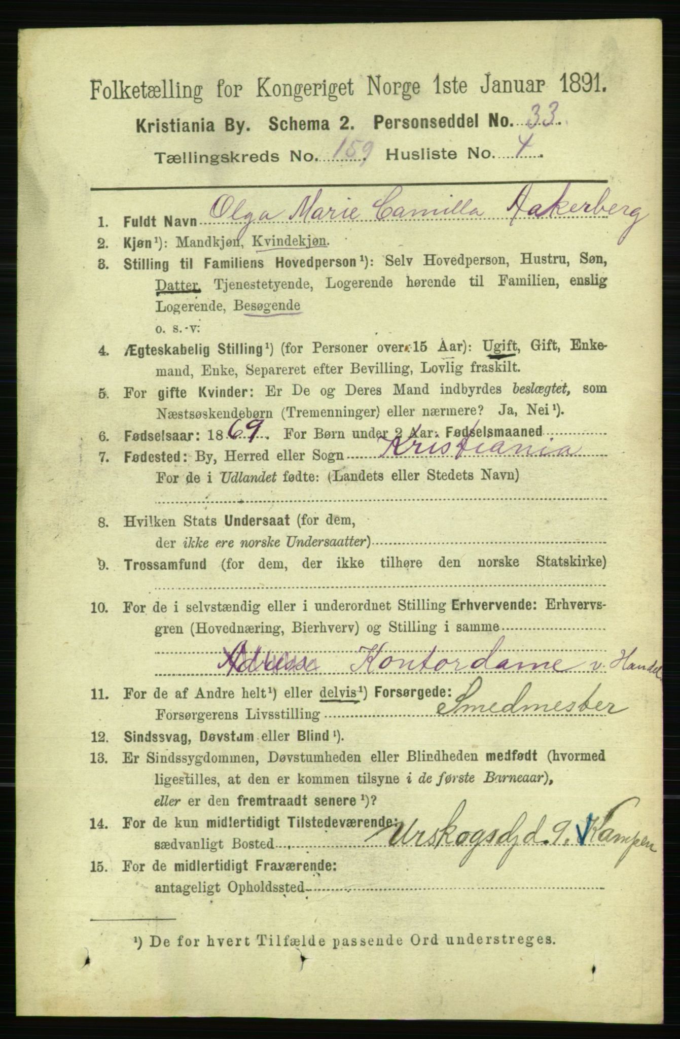 RA, 1891 census for 0301 Kristiania, 1891, p. 90112