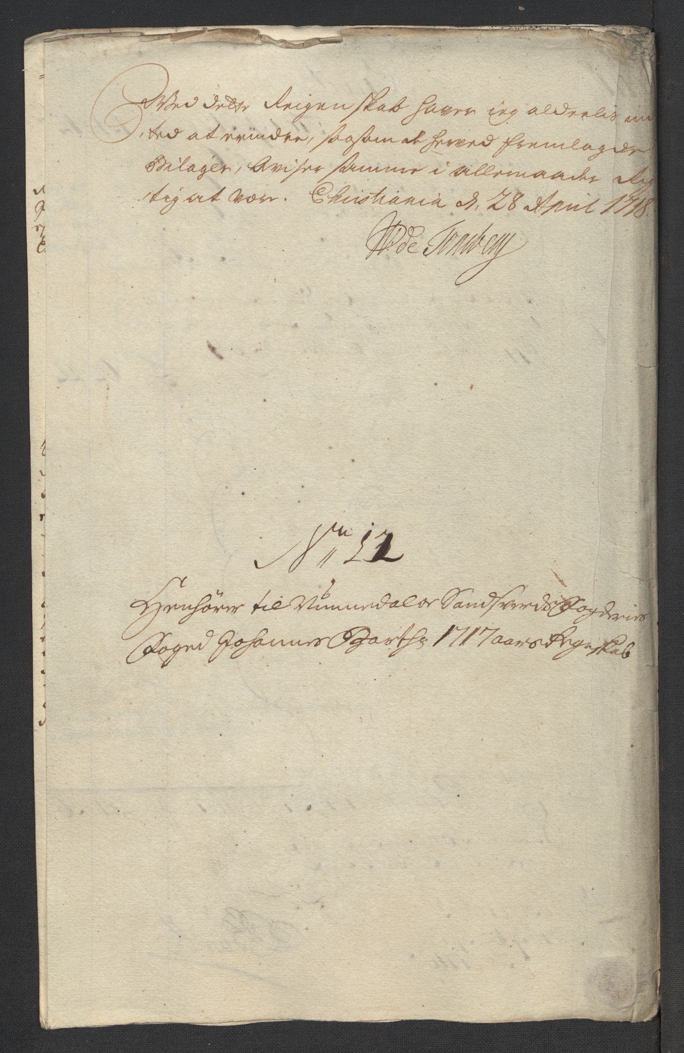 Rentekammeret inntil 1814, Reviderte regnskaper, Fogderegnskap, AV/RA-EA-4092/R24/L1593: Fogderegnskap Numedal og Sandsvær, 1717, p. 272