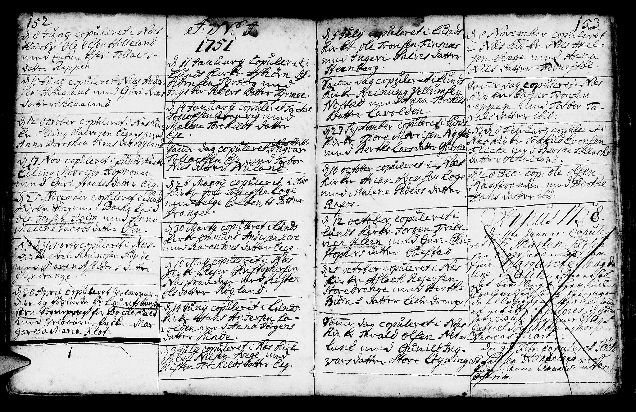 Lund sokneprestkontor, AV/SAST-A-101809/S06/L0002: Parish register (official) no. A 2, 1738-1760, p. 152-153