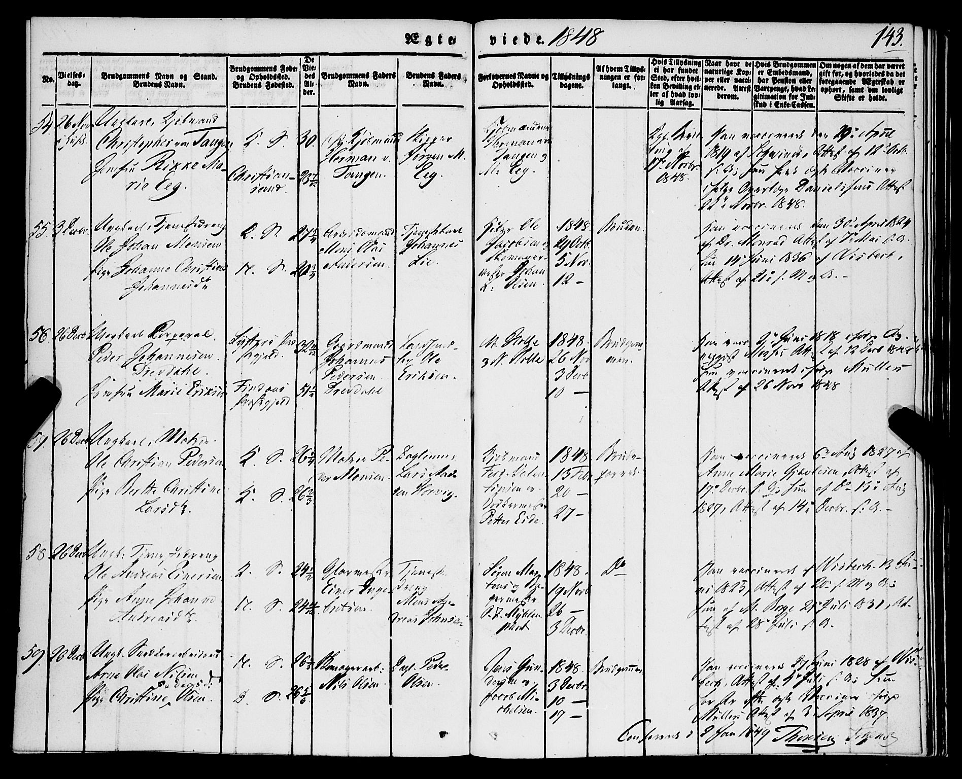 Korskirken sokneprestembete, SAB/A-76101/H/Haa/L0034: Parish register (official) no. D 1, 1832-1852, p. 143